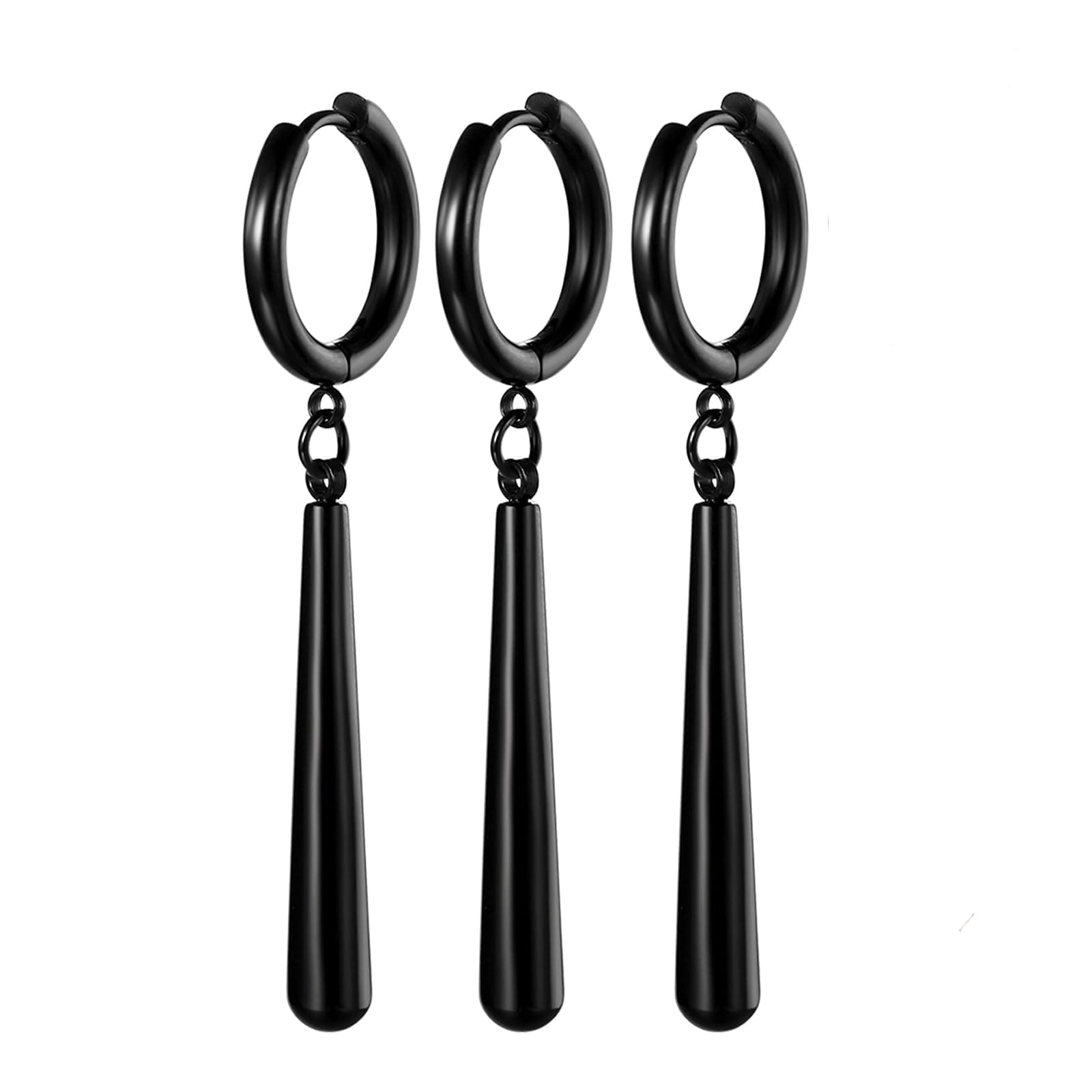 Aroncent Anime Zoro Cosplay Earrings: 3PCS Stainless Steel Drop Dangle Small Huggie Hinged Hoop Cartilage Earrings Personalized Punk Jewelry for Men Women