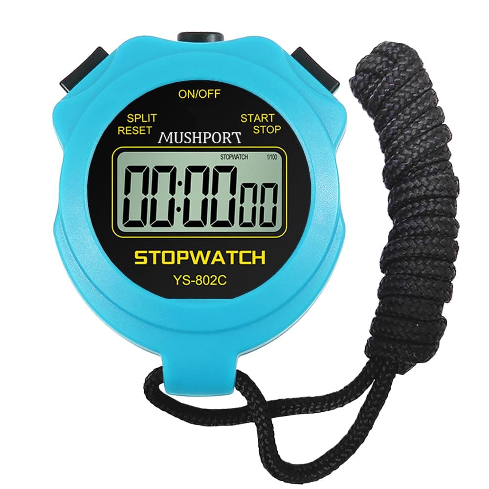 MUSHPORT Stopwatch Timer Only Stopwatch Mode, ON/Off Silent Large Display Simple Operation, Without Clock Date Countdown, Digital Stop Watch for Sports Kids Coaches, Blue