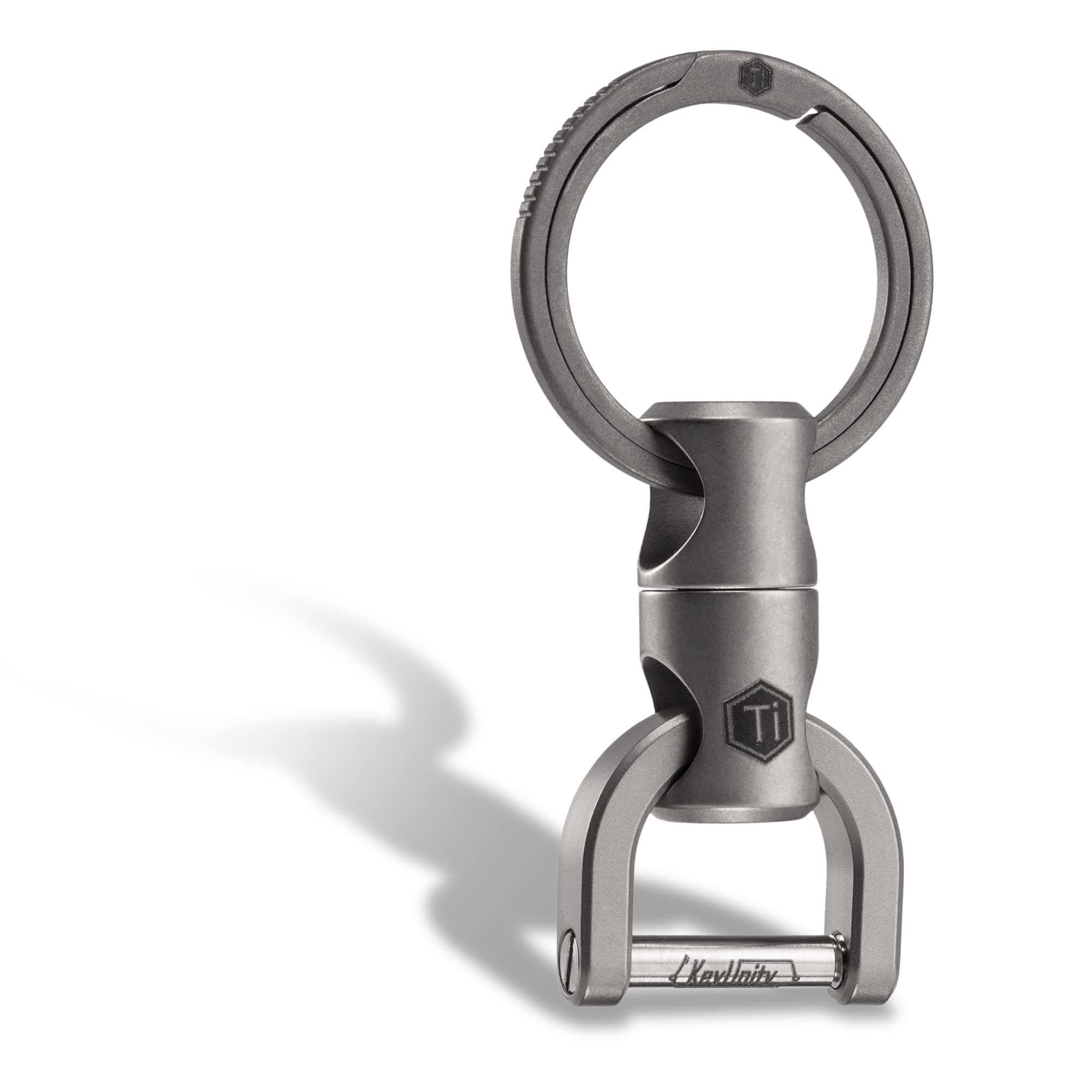 KM00 Belt Loop Keyring Clip, Double-Sided Key Holder, with Quick Release Clip for Key Waist, Removable Key Ring 25 mm, Key Carabiner Titanium