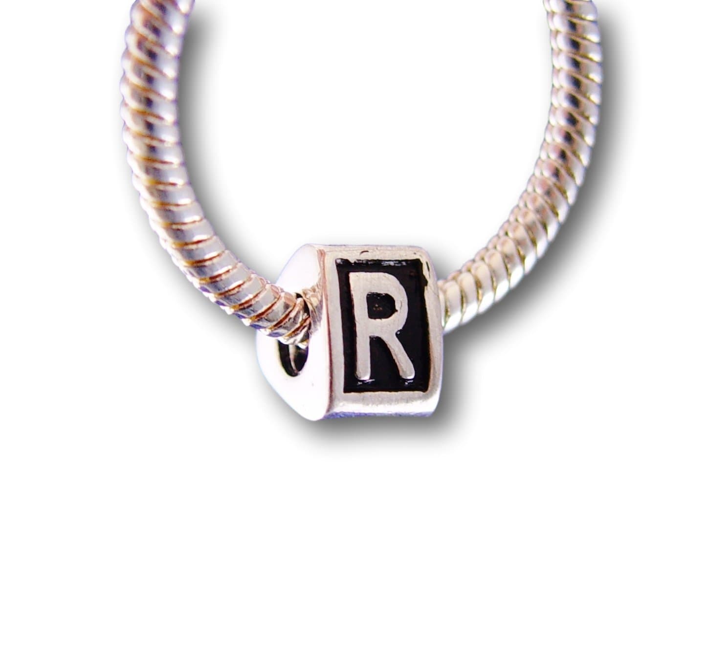 Women's Sterling Silver Plated European Charm Bead Alphabet Letter R