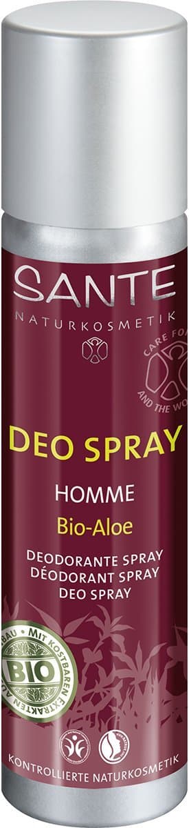 SANTE Naturkosmetik Homme Organic Aloe Deodorant Spray for Men, Long Lasting Freshness, Mild Formulation, Vegan, 100 g