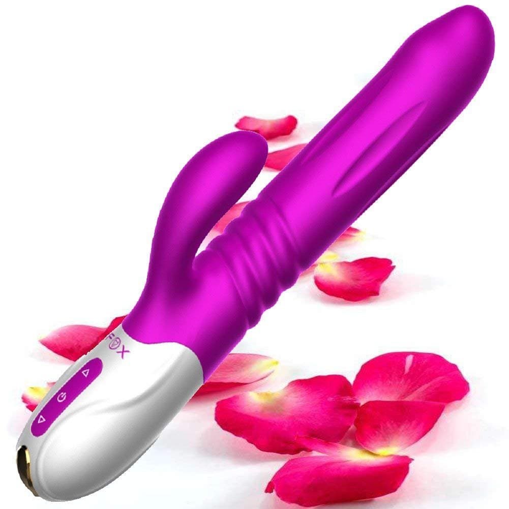 10 Speeds USB Rechargeable Thrusting Rotating Viberate Large Size Rabbit Toys for Women Pleasure Viberation with Realistic Expansion Head(Purple)