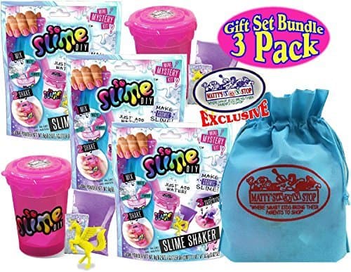 DIY Slime Shaker/Maker Blind Pack Gift Set Party Bundle with Exclusive Matty's Toy Stop Storage Bag - 3 Pack (Assorted)