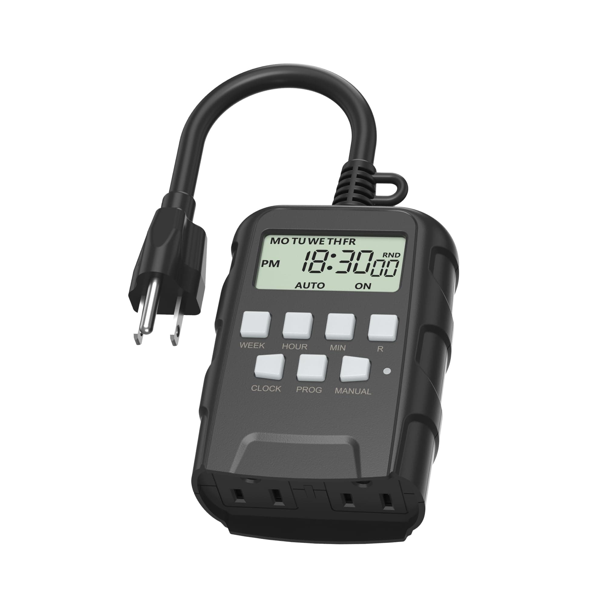 BN-LINK 7 Day Outdoor Heavy Duty Digital Programmable Timer, 125VAC, 60Hz, Dual Outlet, Weatherproof, Heavy Duty, Accurate for Lamps Ponds Christmas Lights 1875W 1/2HP ETL Listed