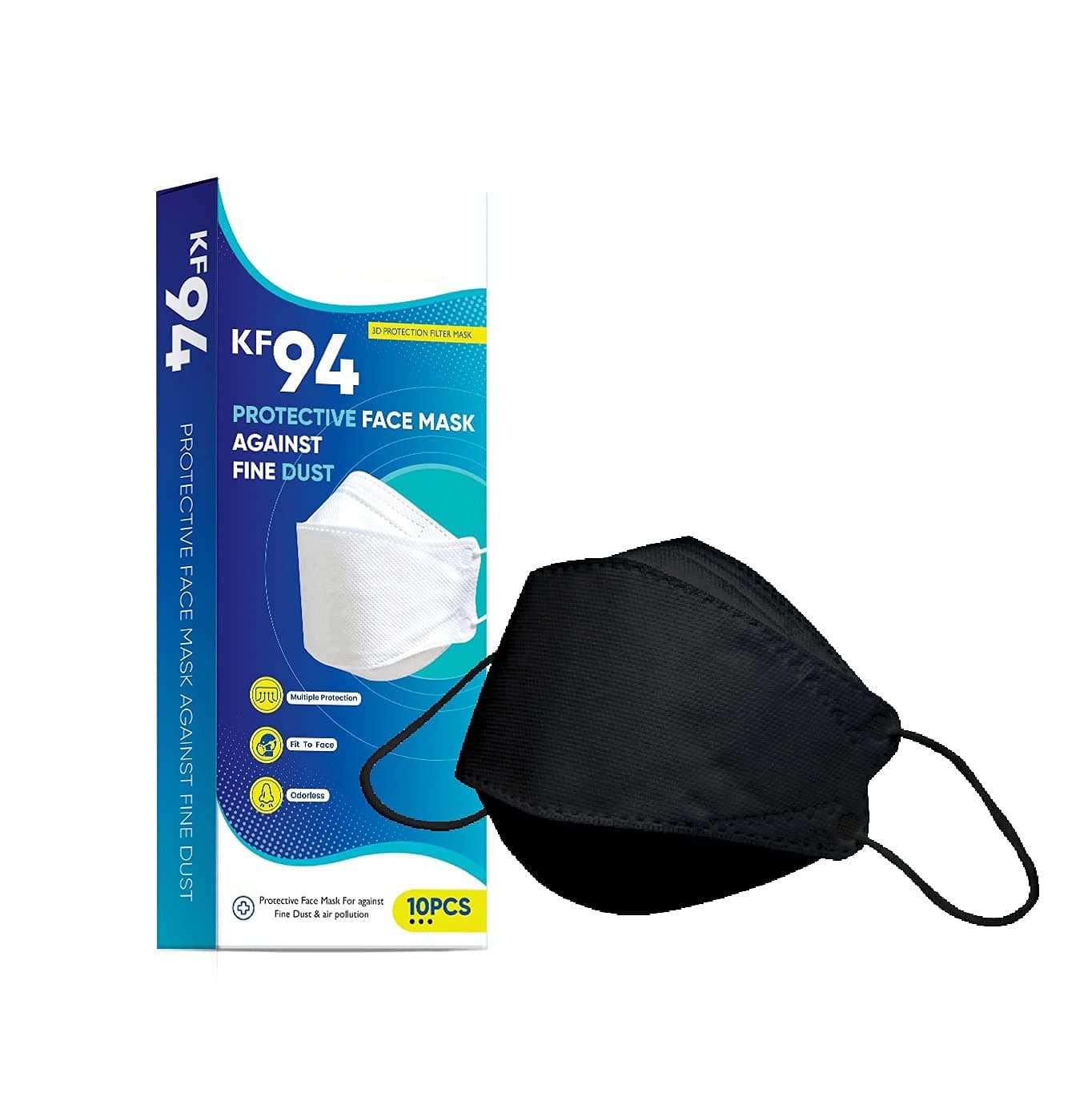 SICARIO Face Mask - Reusable Premium Fish Shape KF94 Mask for Men and Women, High Filtration, Anti Pollution 4 Layer Mask ISO CE FDA Certified Mask for Unisex (Pack Of 40, Black)