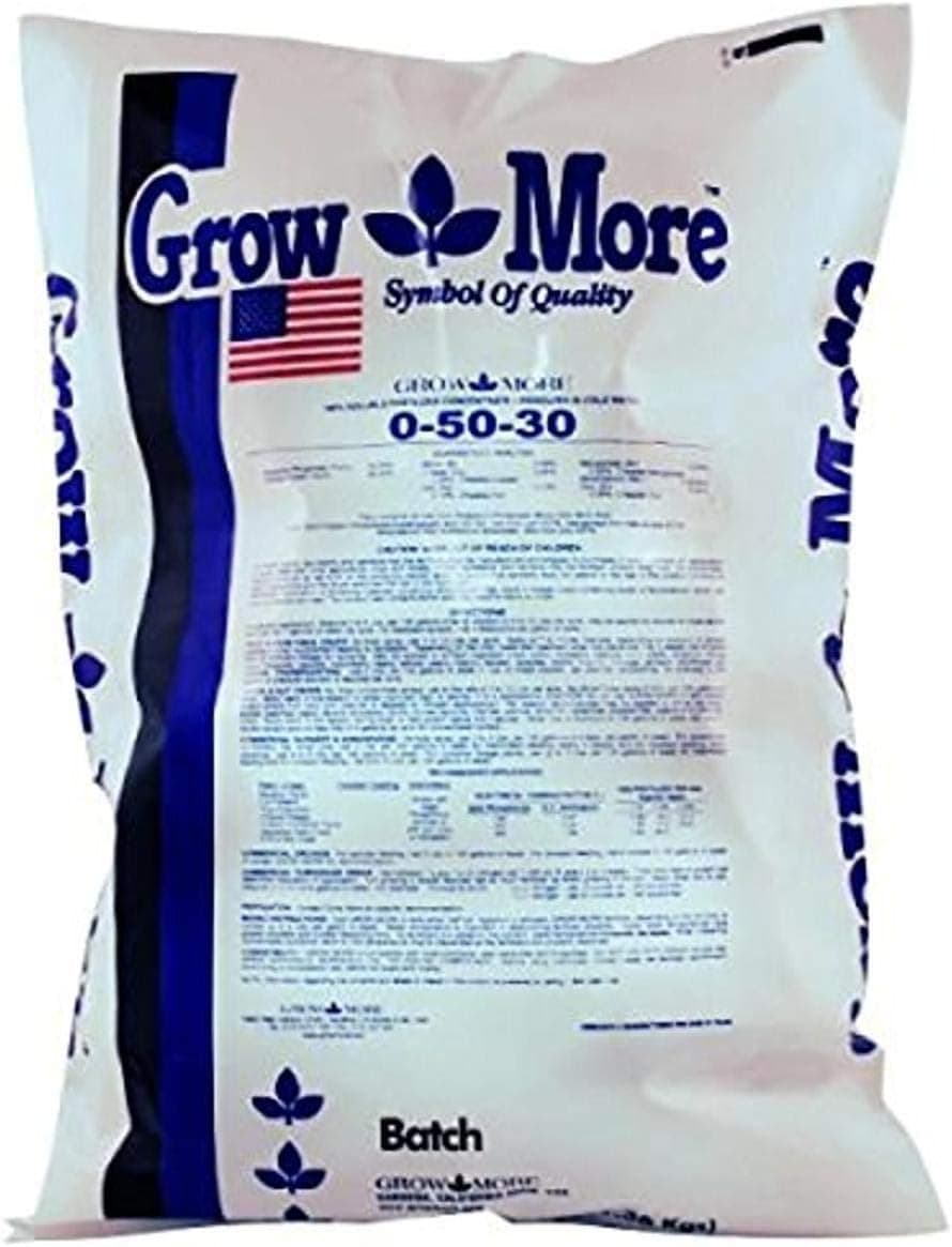 Grow More Grow Bloom (0-50-30) - 25lbs of High Potassium & High Phosphorus Fertilizer for Flowering Plants - Water Soluble Fertilizer for Outdoor & Indoor Use - Bloom Plant Food