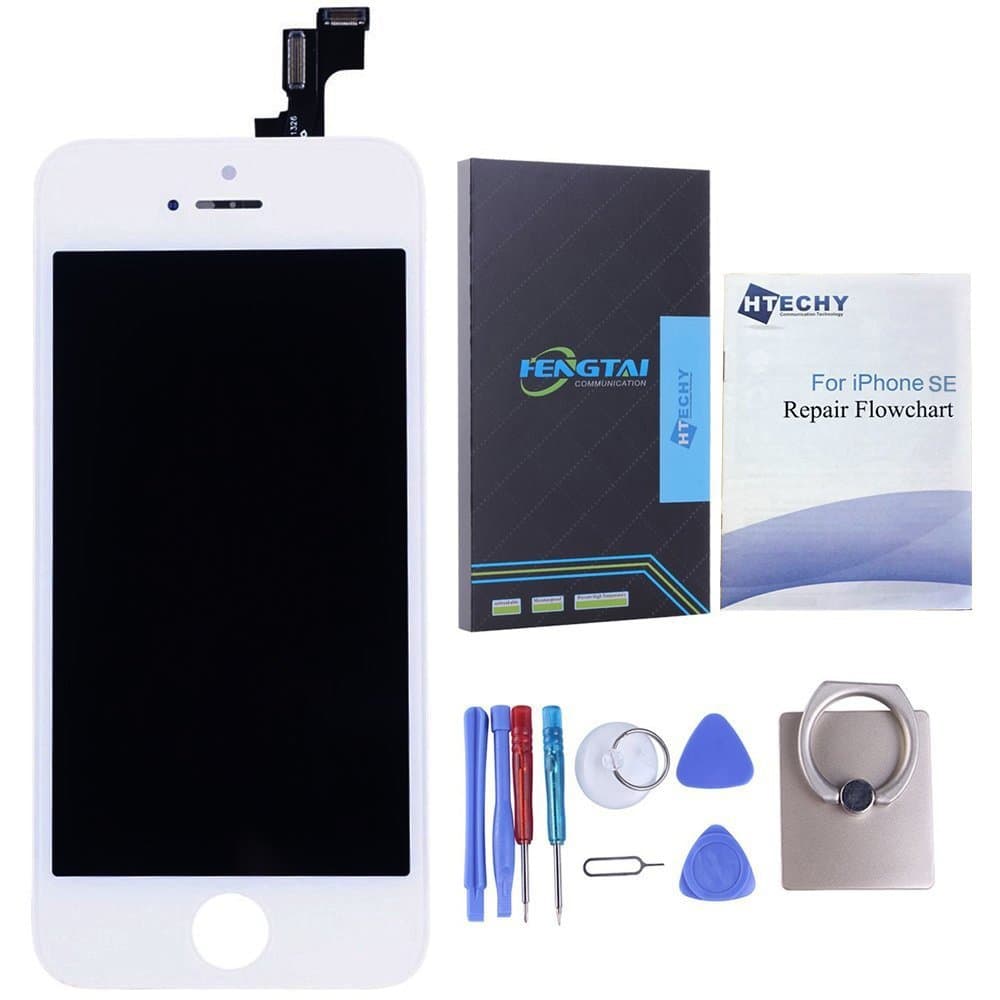 Htechy LCD Display Touchscreen Digitizer Panel For iPhone SE 4" Replacement Full Front Complete Glass For iPhone SE (white)