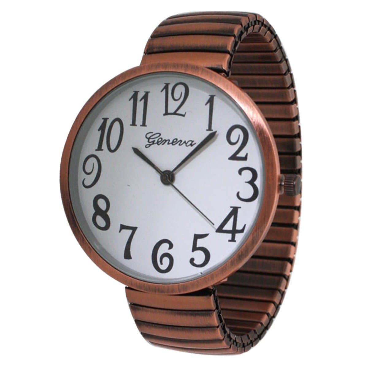 Geneva Super Large Stretch Watch Clear Number Easy Read (Copper)