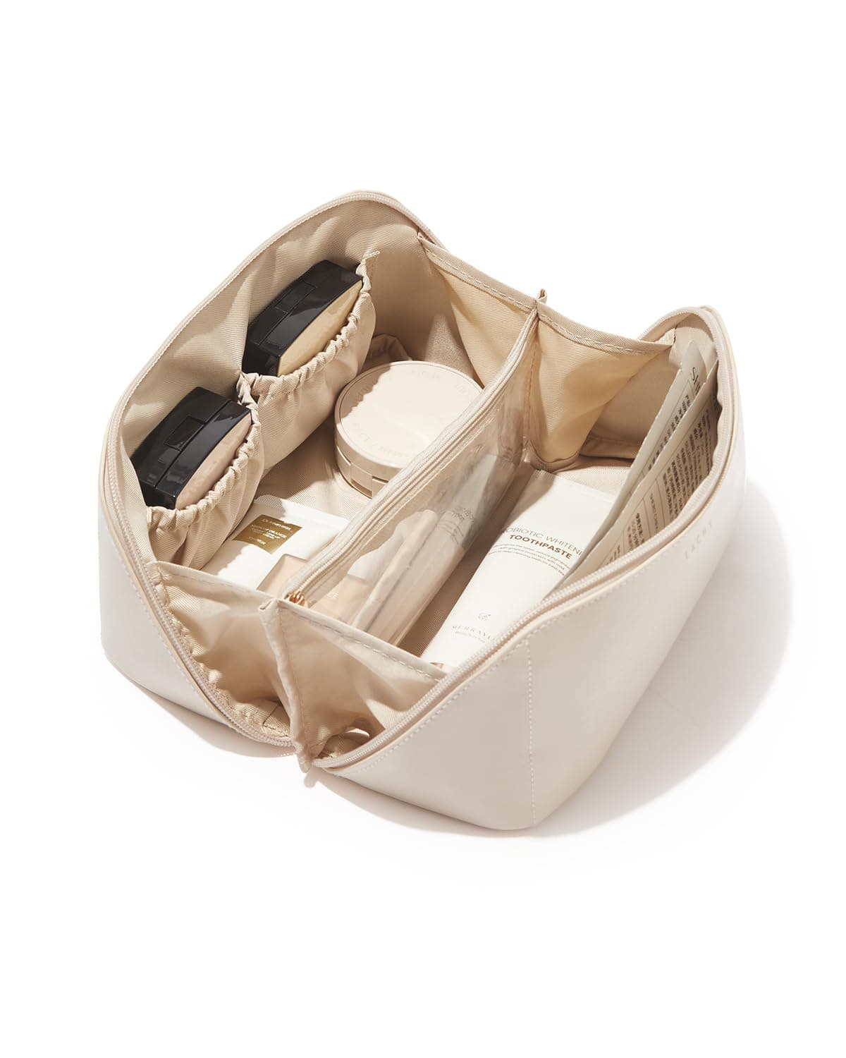 Travel Makeup Bag, Large Capacity Cosmetic Bag for Women, Waterproof PU Leather, Flat Open Portable Toiletry Bag for Skincare, Brushes & Travel Essentials