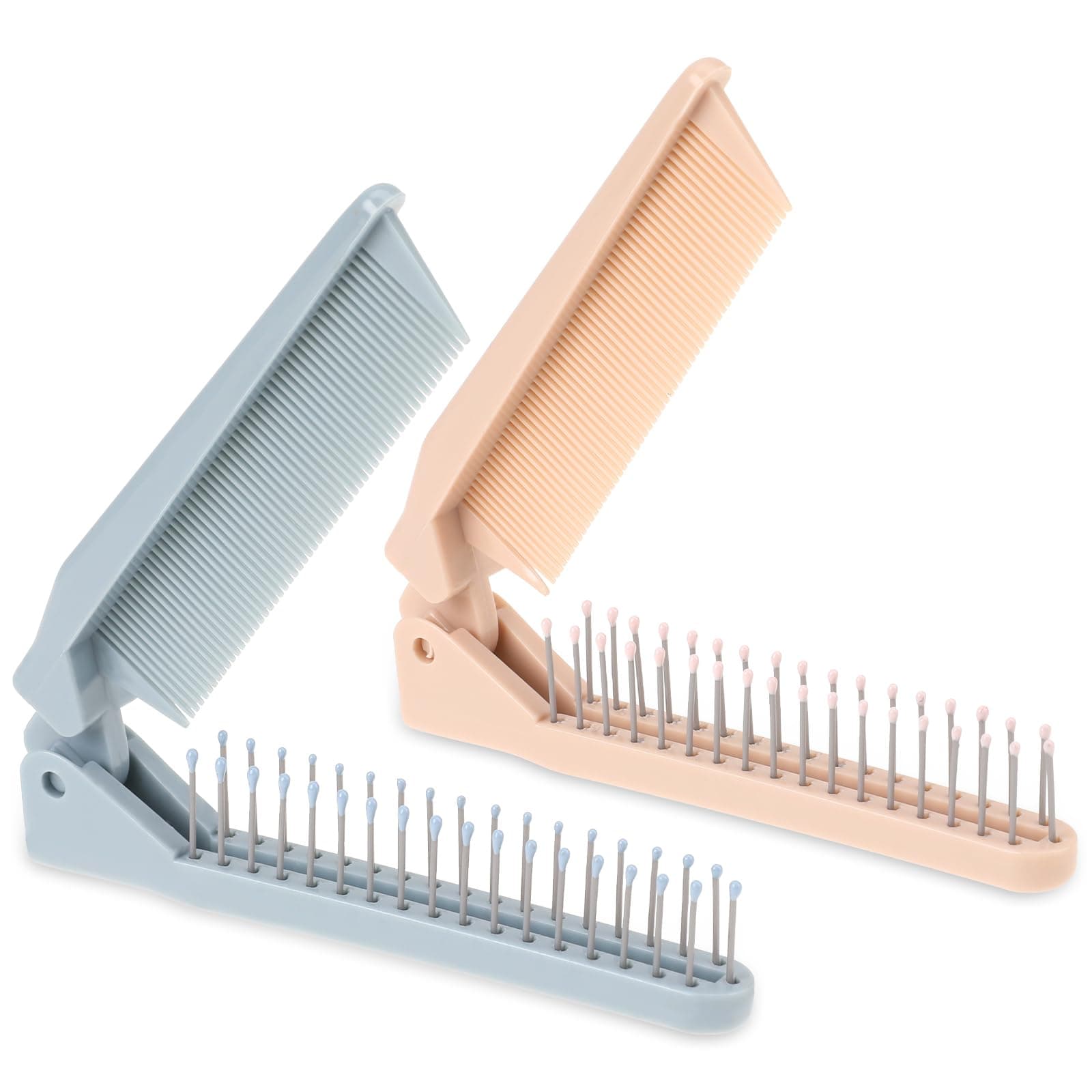 Travel Comb for Women, 2 PCS Double Headed Foldable Pocket Mini Compact Collapsible Hair Brush Portable Anti-Static Small Comb for All Hair Types, Hairdressing Brush for Gym, Car, Purse, Office