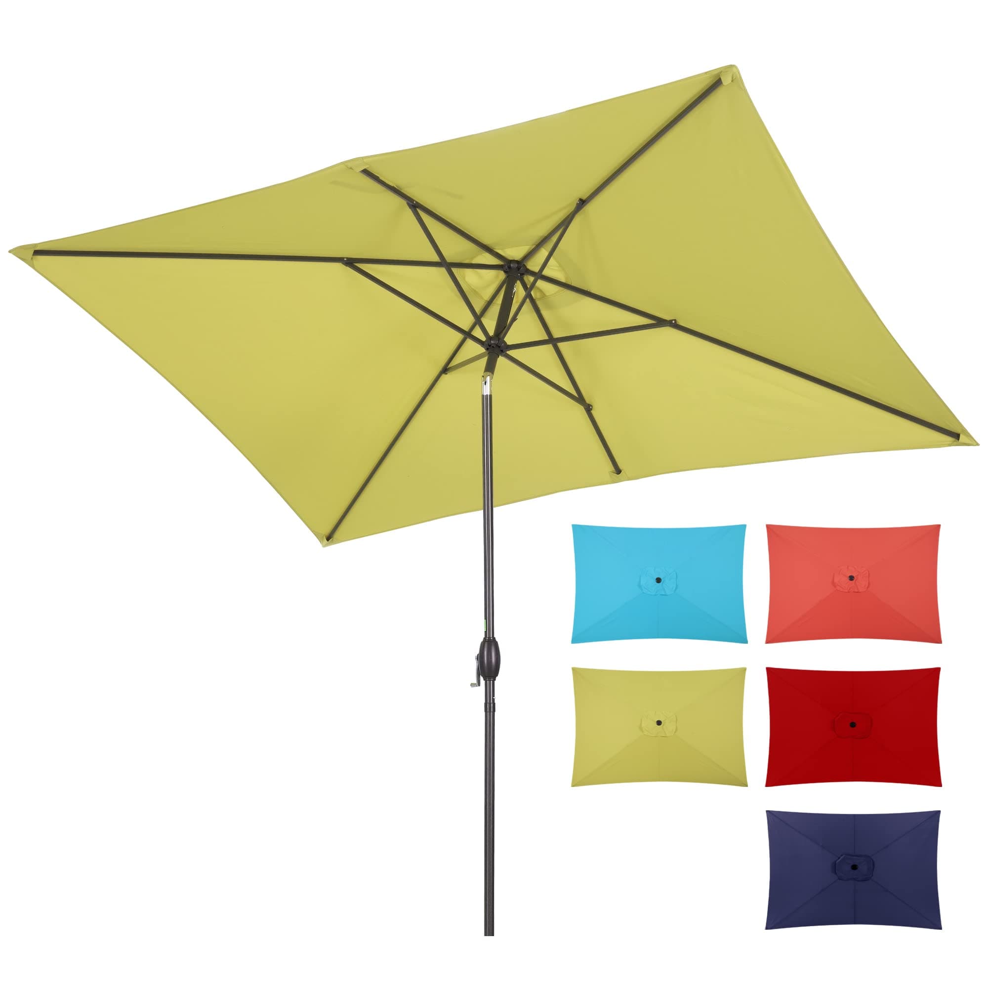 SUNVIVI OUTDOOR10 x 6.5 Ft Rectangular Patio Umbrella Aluminum Pole, Outdoor Table Market Umbrella with Crank, 6 Steel Ribs, Polyester Canopy