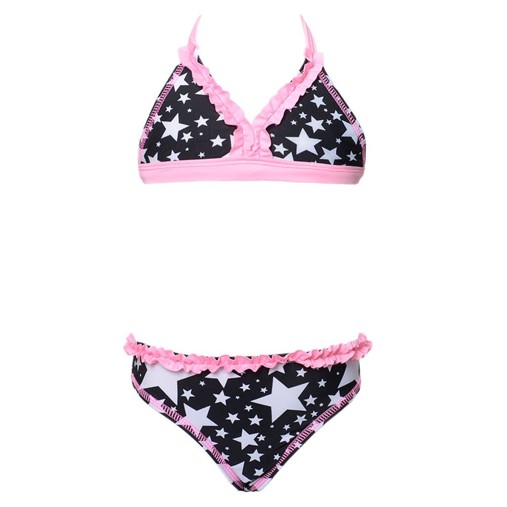 Jantzen Toddler Girls 2T Black Pink White Star Bikini Swimsuit