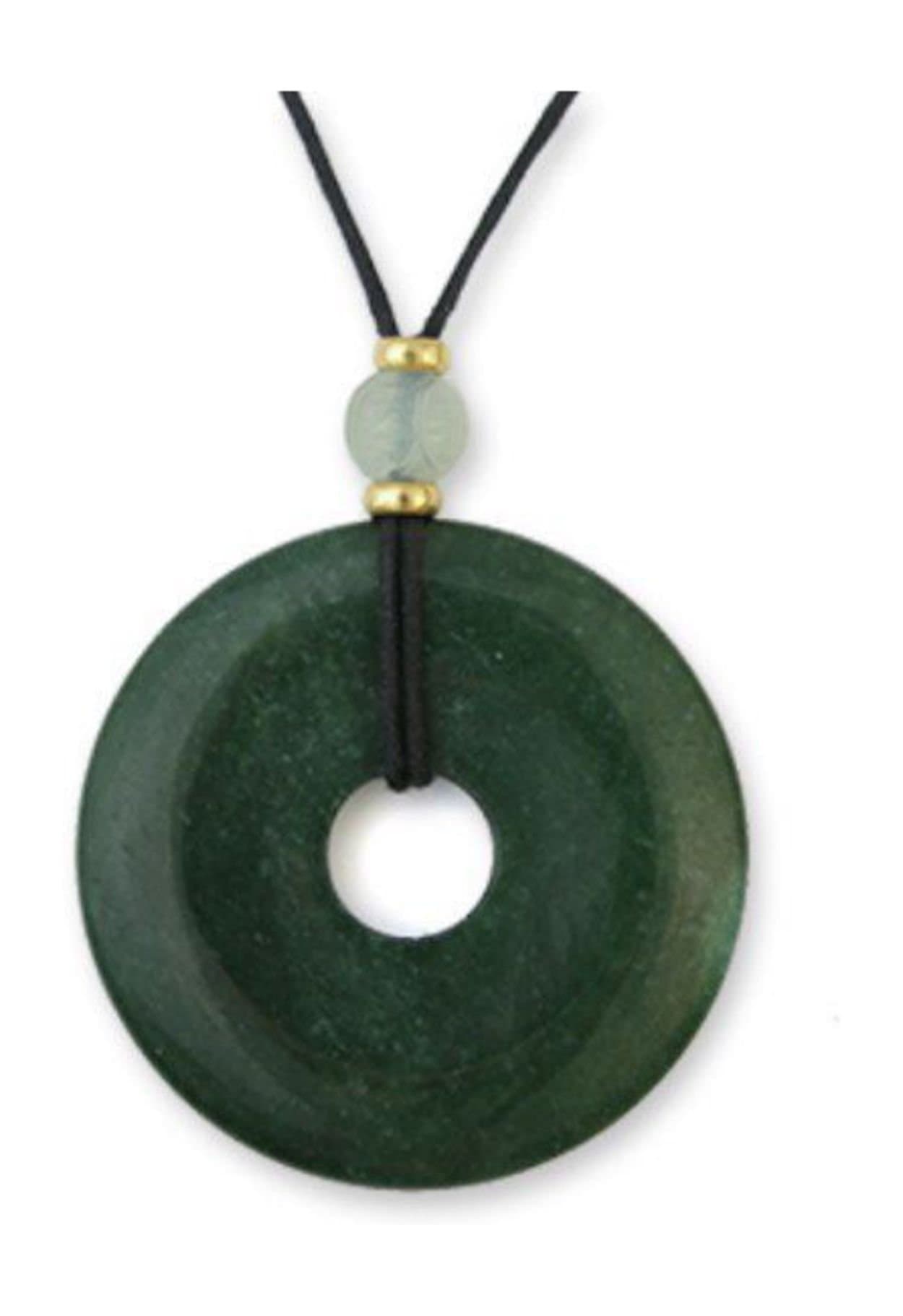 90 cttw Green Nephrite Jade Disc 50mm Pendant Black Cord Necklace, 36" Museum Jewelry With History Card