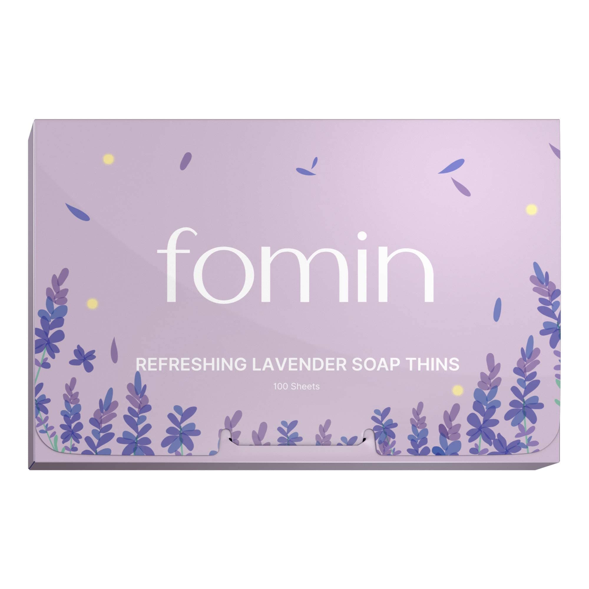 FOMIN - Antibacterial Paper Soap Sheets for Hand Washing - (100 Sheets) Lavender Portable Travel Soap Sheets, Dissolvable Camping Mini Soap, Portable Hand Soap sheet