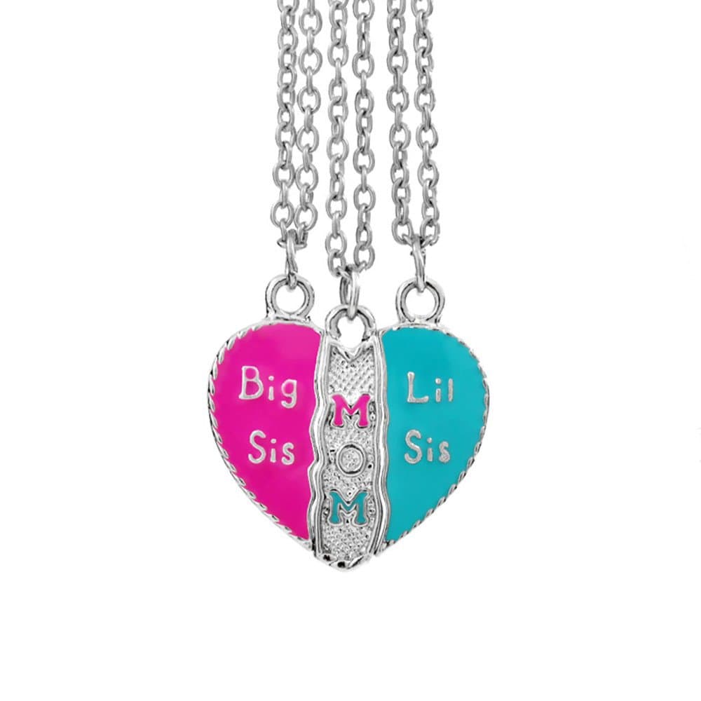 Mother Daughter Jewelry Big Sis Lil Sis Mom Broken Heart Puzzle Necklace Set
