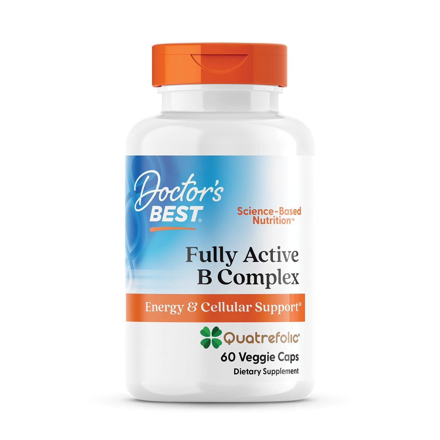 Doctor's Best Fully Active Vitamin B Complex Supplement for Men & Women - Super Complex with Methylated B12 & Folate, B6, Biotin, Pantothenic Acid, & More, Energy Support Caps - 60 Veggie Capsules