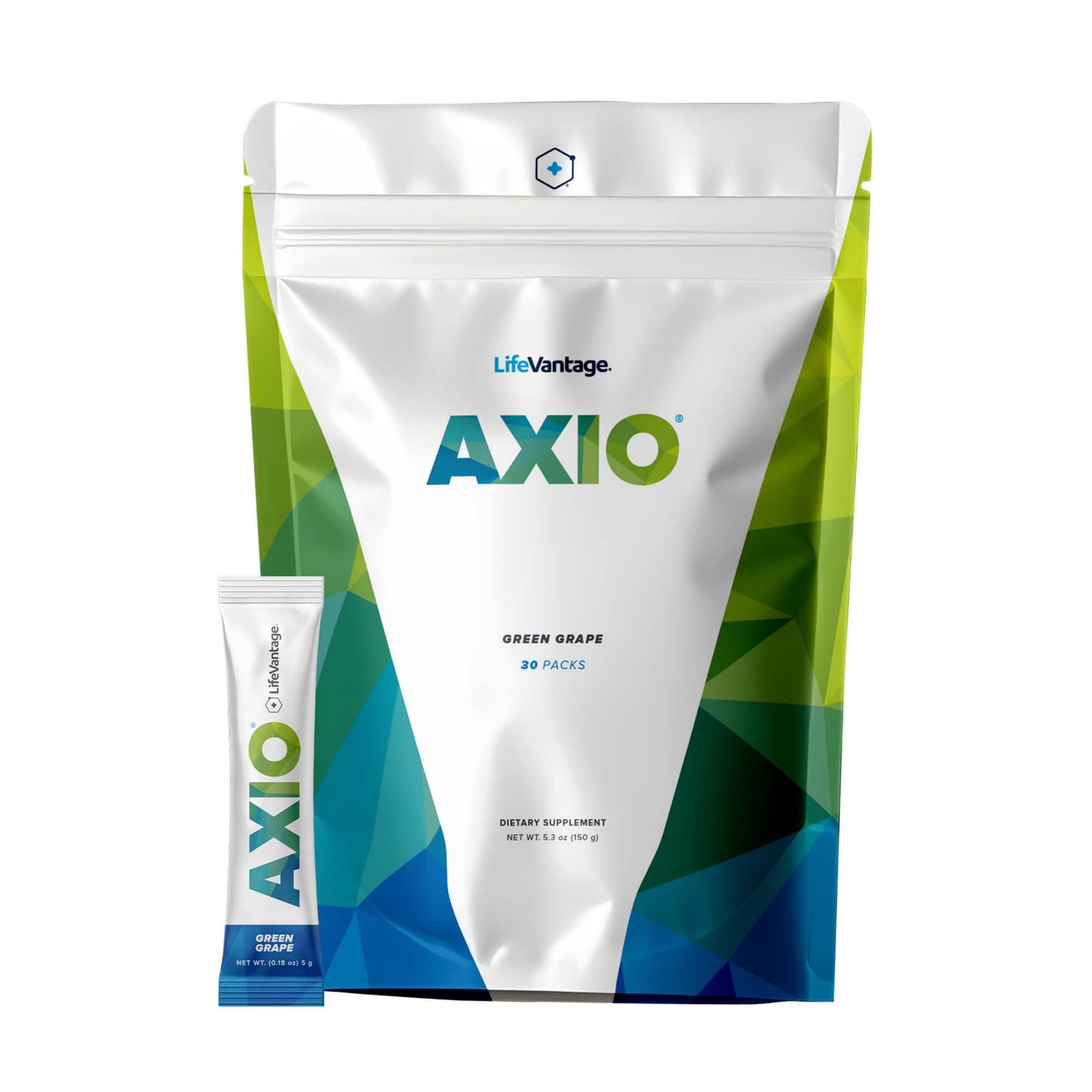 LifeVantage AXIO Regular Energy Drink Powder, Nootropic Supplement, Focus & Mood Support, with L-theanine, Green Tea, B Vitamins, DMAE, Quercetin & Pine Bark, Green Grape, 30 Packets