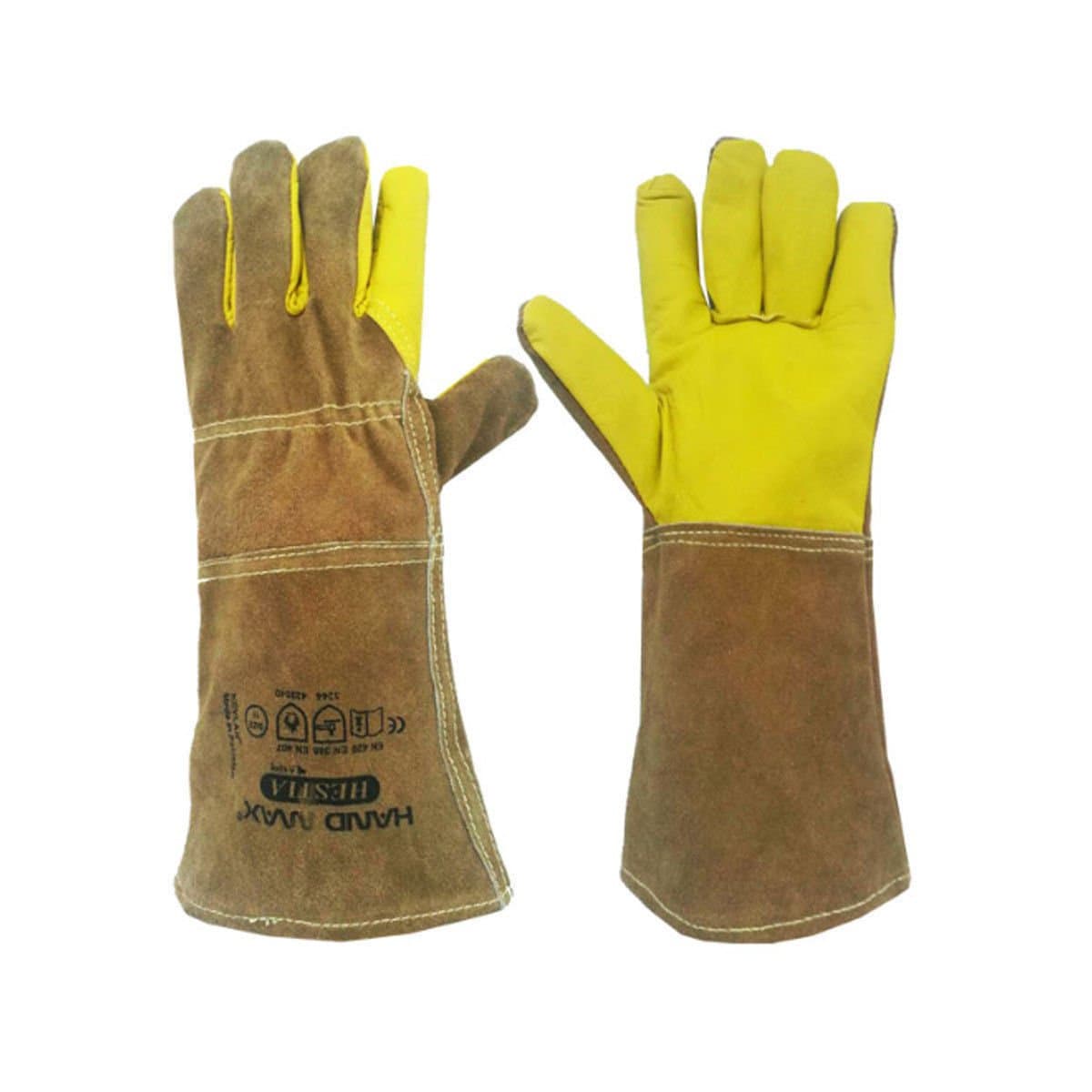 Animal Handling Gloves 36cm GAUNTLET LEATHER Kevlar DOG CAT BIRD REPTILE