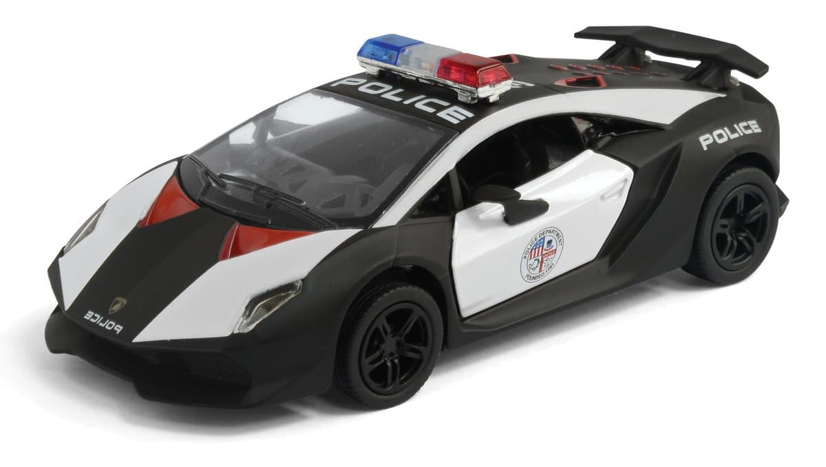 Collectable Diecast Die Cast Metal Sesto Elemento Police Toy Lamborghini Car with Doors Open - Multicolour