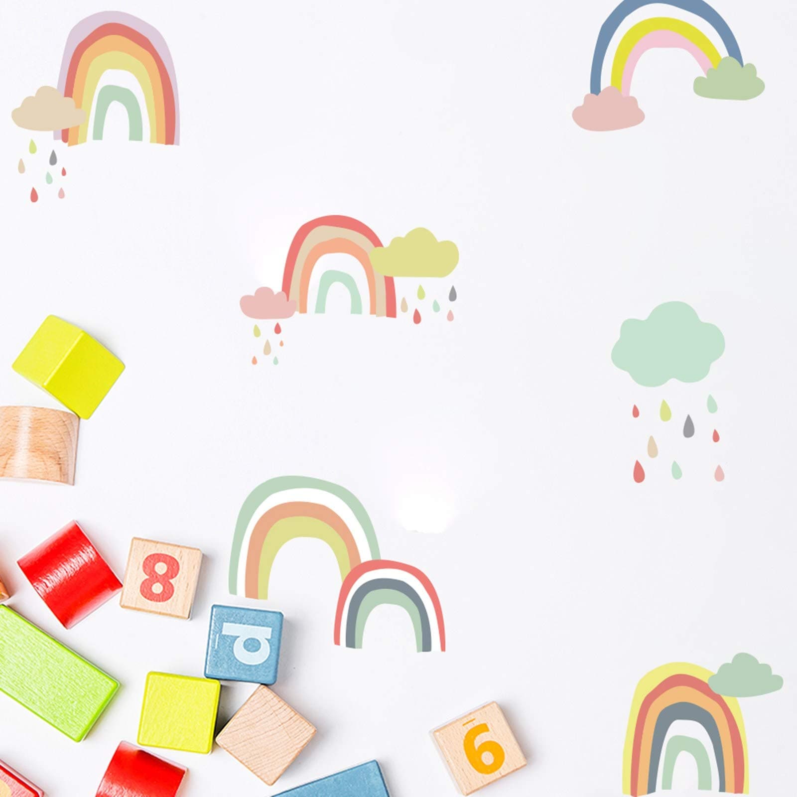 Rainbow Wall Decal DIY Cute Wall Sticker, Vinyl Peel and Stick Wallpaper Removable Waterproof, Decor for Nursery Baby Kids Girl Teen Bedroom Living Room