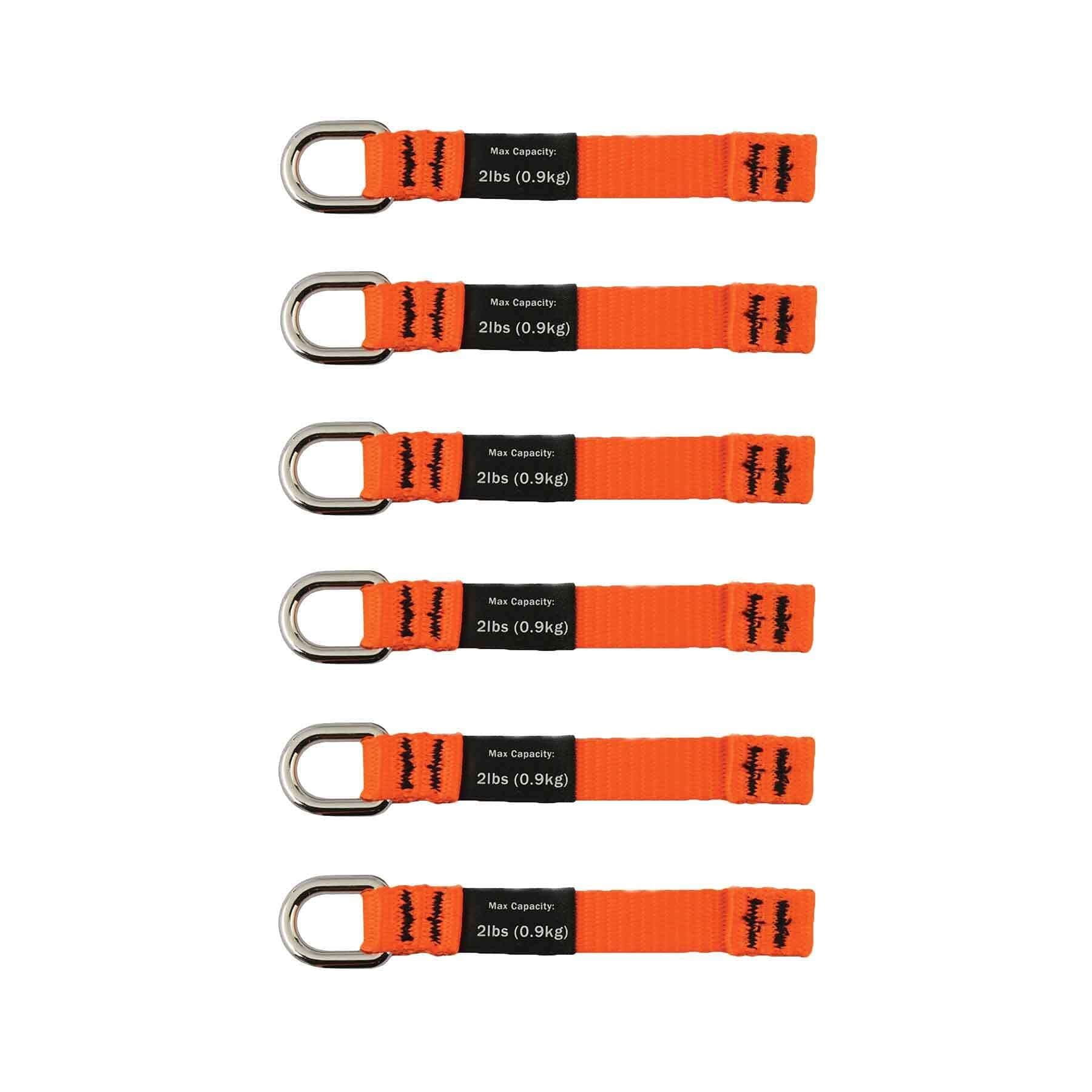 Ergodyne Squids 3700 Web Tool Tail Attachments, 6-Pack, 2 Pounds, Medium Length|4.5,Orange