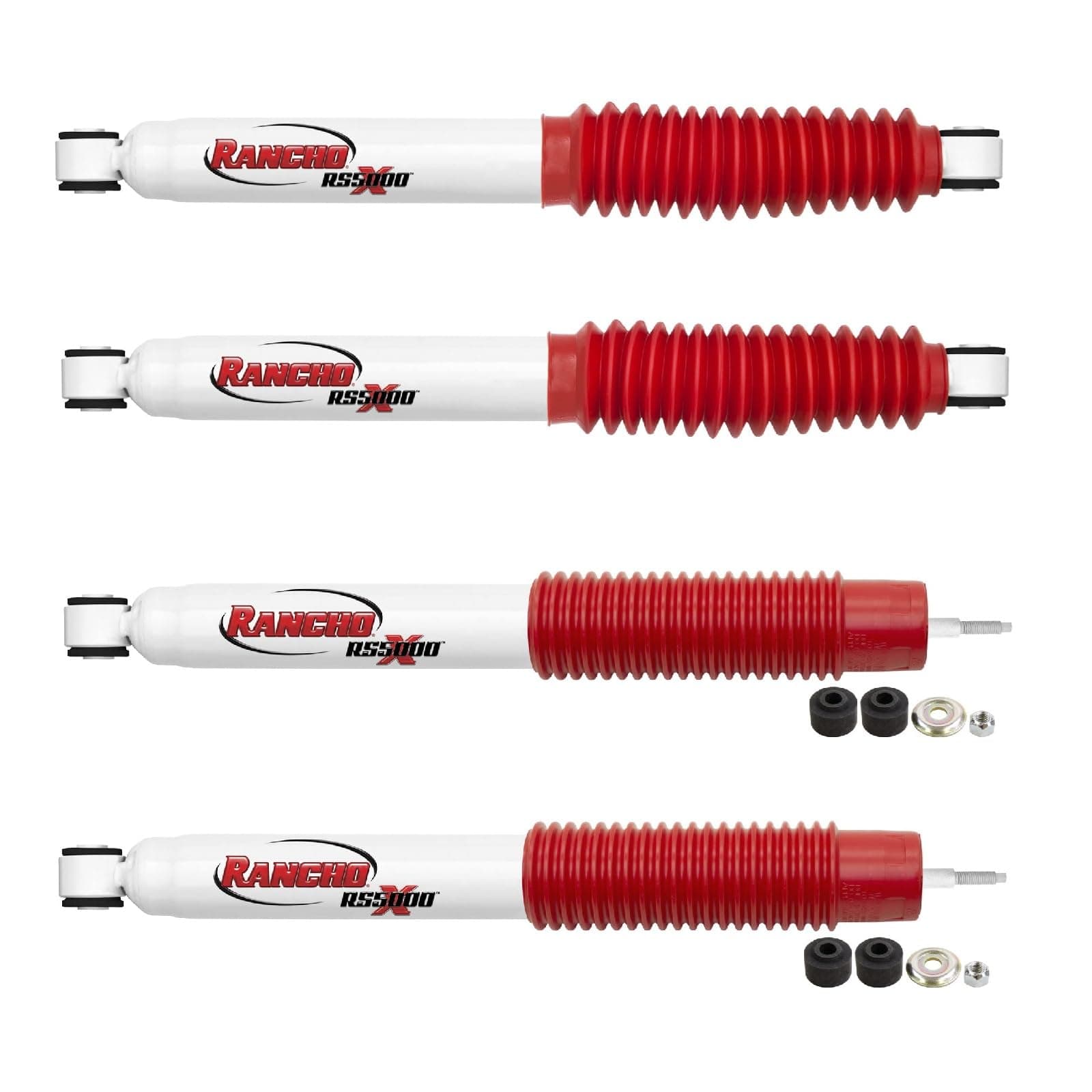 Rancho RS55274 RS55288 Set of Front & Rear RS5000X Series Shocks fits 2001 2010 Sierra 2500 HD with Front Torsion Bar & 0” Lift | Improved Handling & Performance | For Quicker Rebound