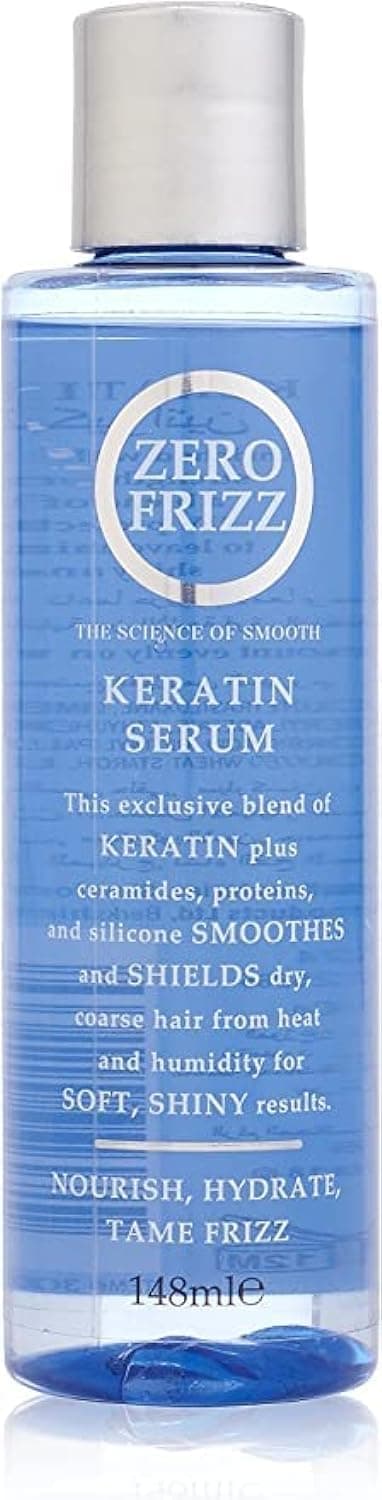 Zero Frizz Keratin Hair Serum | 148ML | SLS & Paraben-Free | Extra Strength Frizz Control | Smooth & Silky Finish | Deep Repair for Dry & Damaged Hair | Daily Leave-In Treatment