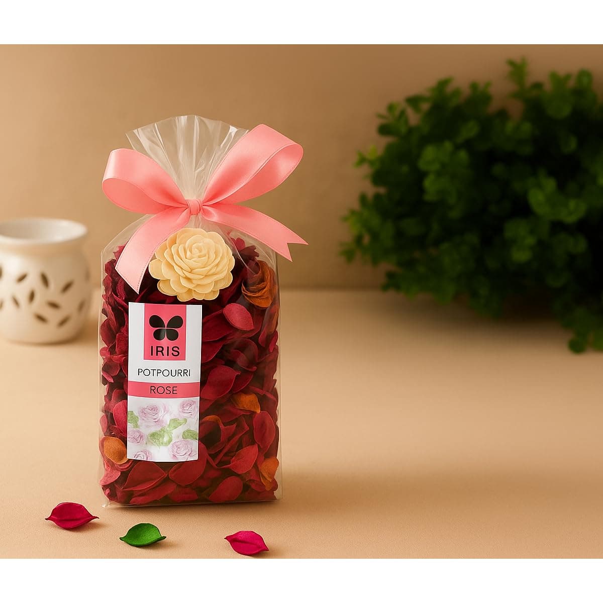 IRIS, Home Fragrance -Rose Potpourri - Floral Rose Scent - Fine-Living Fragrance -Natural Decoration - Mood Enhancer - Made in India - 140 Gram - Red