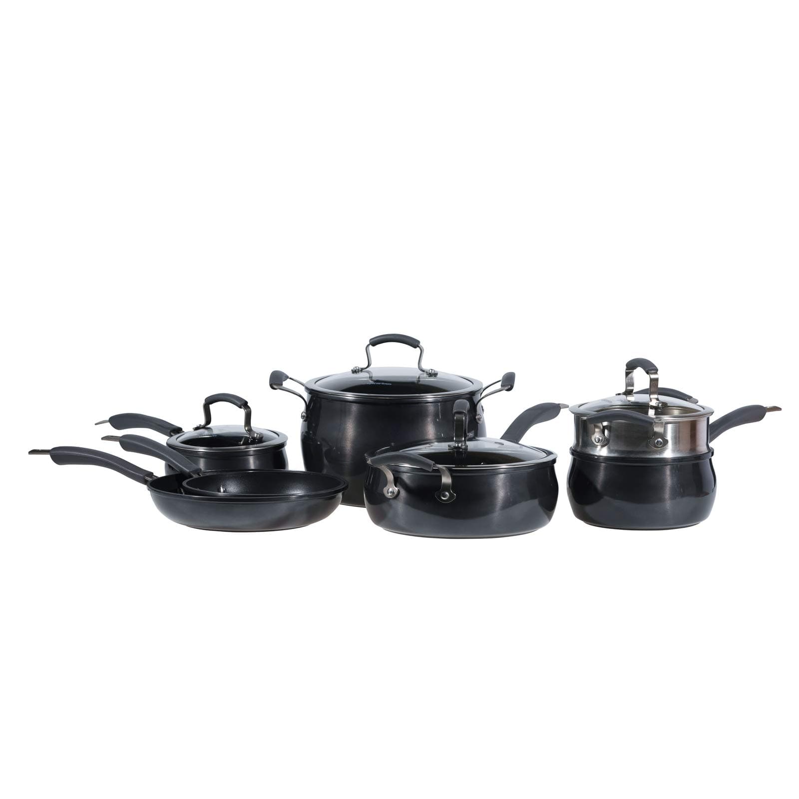Epicurious Cookware Collection- Dishwasher Safe Oven Safe, Nonstick Aluminum 11 Piece Caviar Cookware Set