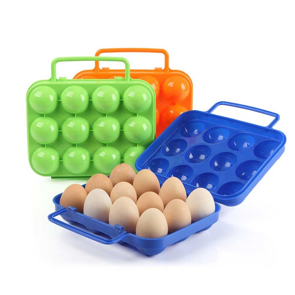 Egg Storage Box Container Portable Carry 12 Eggs Case Holder Hiking Outdoor Size OneSize (Blue)
