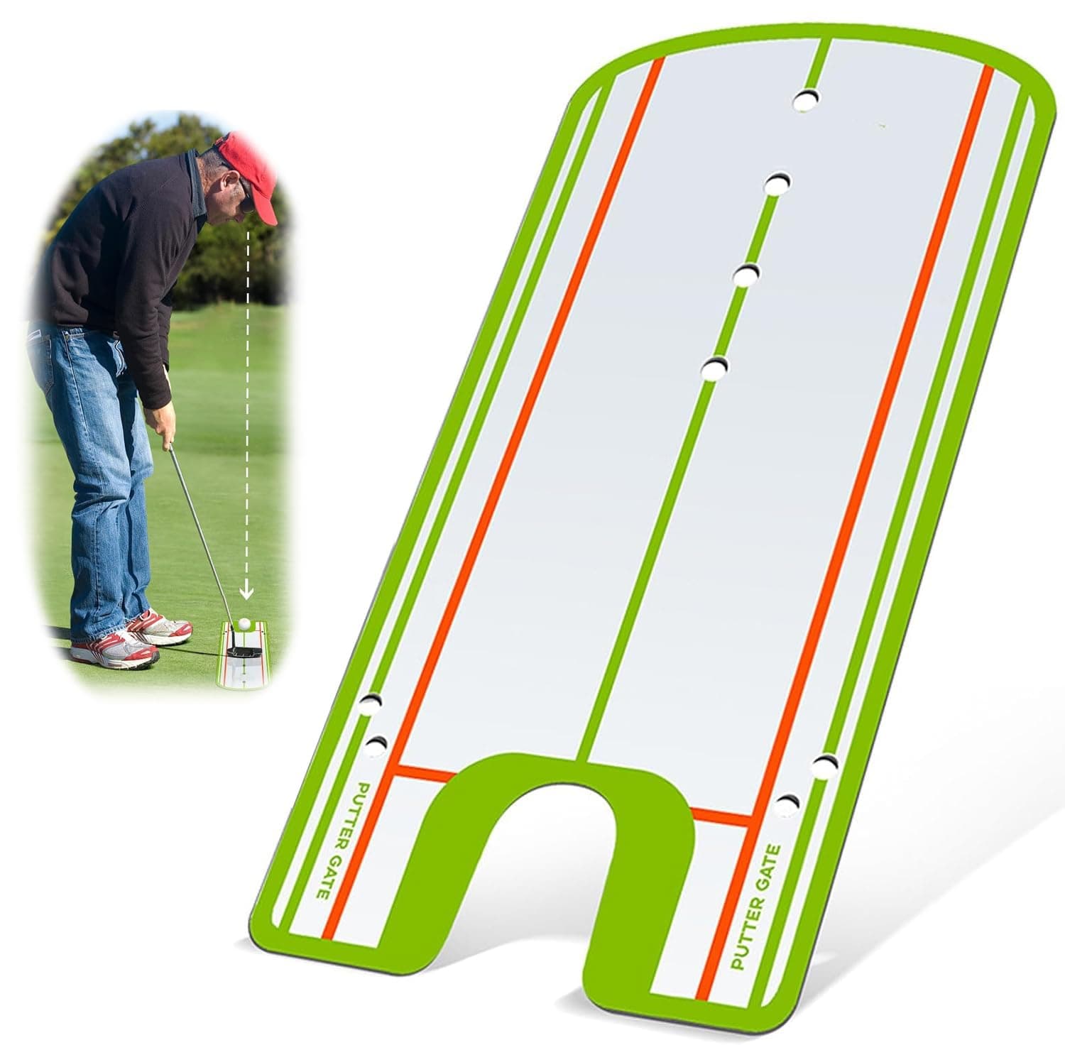 Azonee Golf Putting Alignment Mirror, , Portable Golf Putting Training Aid, for Beginners Golf Putting Practice, Effective Putting Aid, Professional Golf Training Equipment