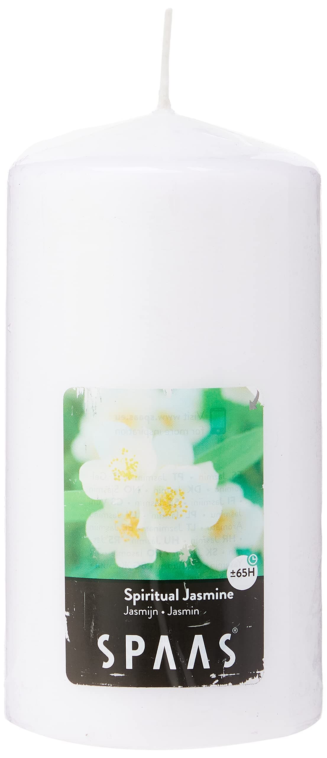 Scented Cylinder Pillar Candle 80/150 mm, ± 65 Hours, Spiritual Jasmine
