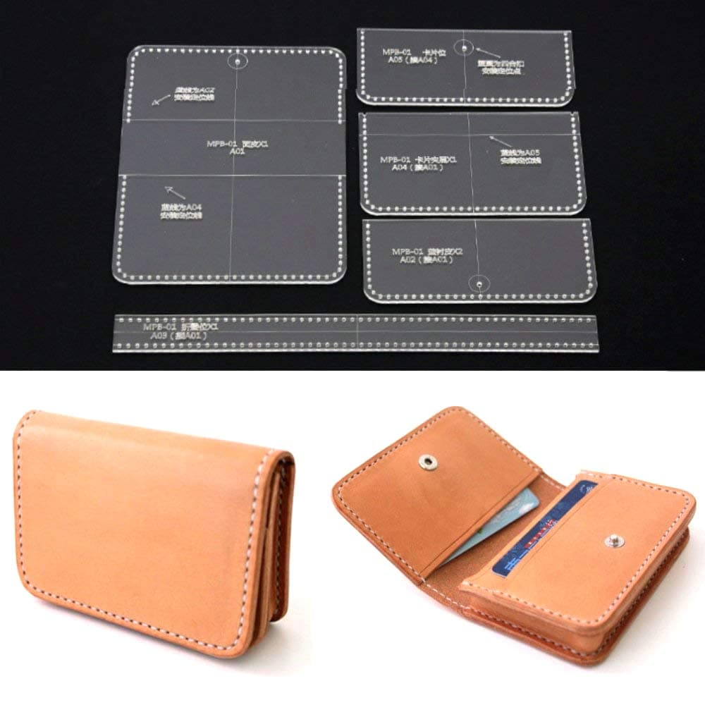 5 Pcs Acrylic Clear Card Bag Purse Wallet Stencil Template DIY Leather Craft