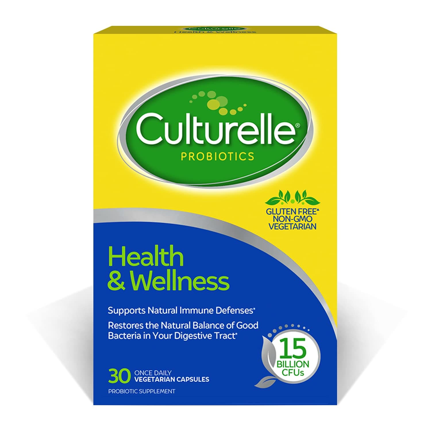 Culturelle Health & Wellness Daily Probiotic Dietary Supplement | Restores Natural Balance of in Digestive Tract* | With the Proven Effective Probiotic† | 30 Vegetarian Capsules