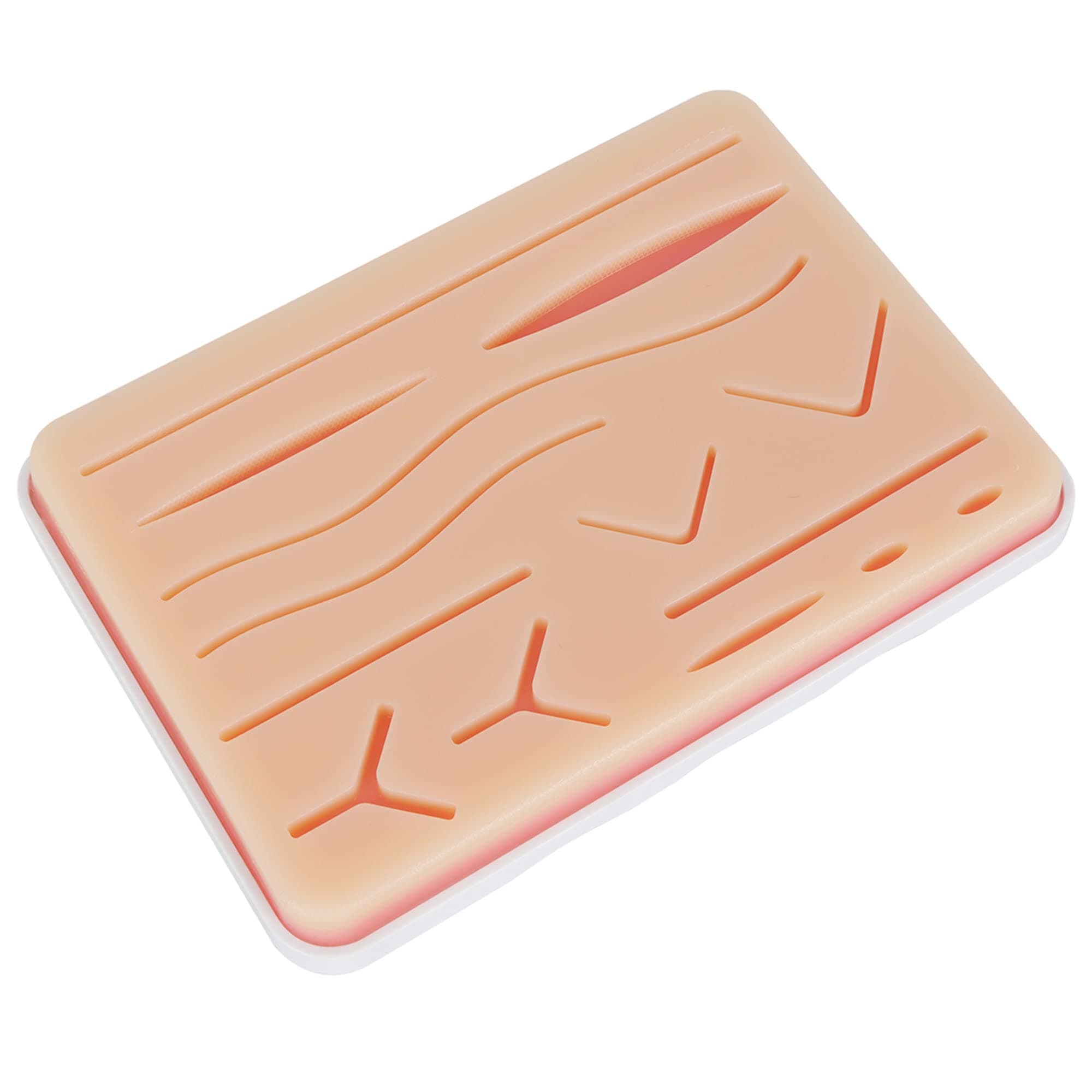 LAPLAY Upgraded Suture Pad 4 Layers, Perfect Addition for Suture Practice Kit, for Medical Students and Nurses, Reusable Silicone Training Skin Model, Durable Suturing Pad with 14 Pre-Cut Wounds