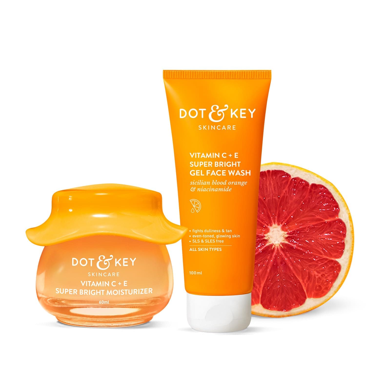 Dot & Key Vitamin C Daily Glow Boosting Skincare Combo (Moisturizer 60ml & Face Wash) For Glowing Skin All Skin Types For Women & Men