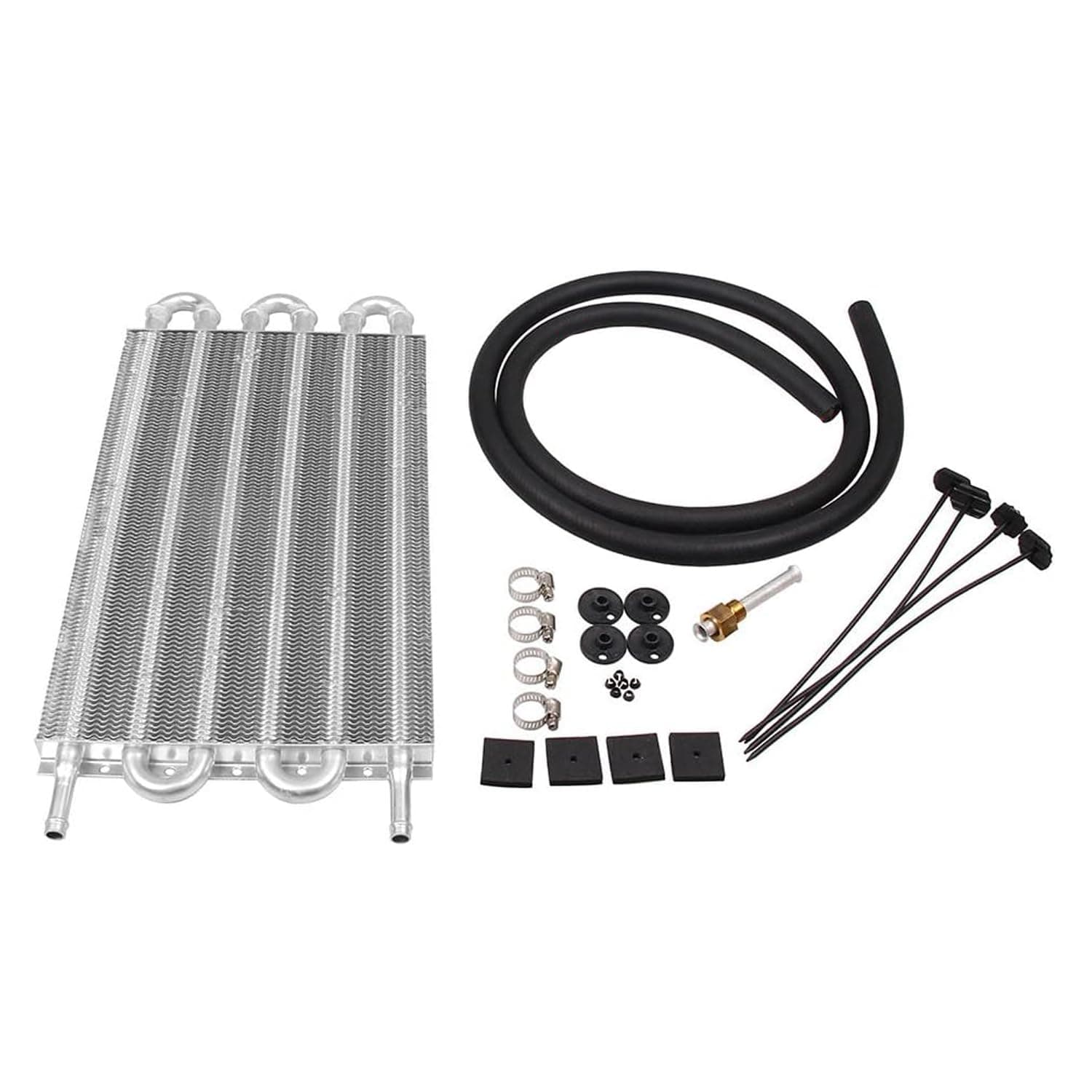 LPFIDI 4 Row Aluminum Transmission Oil Cooler Universal 6 Pass Tube and Fin Transmission Cooler Kit