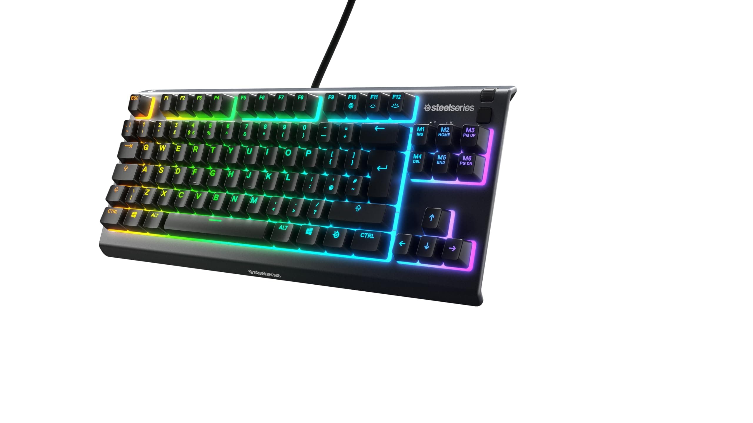 SteelSeries Apex 3 TKL - Gaming Keyboard - Tenkeyless Compact Form Factor - Silent Gaming Keyboard - 8-Zone RGB Illumination - IP32 Water & Dust Resistant - English QWERTY Layout , Black