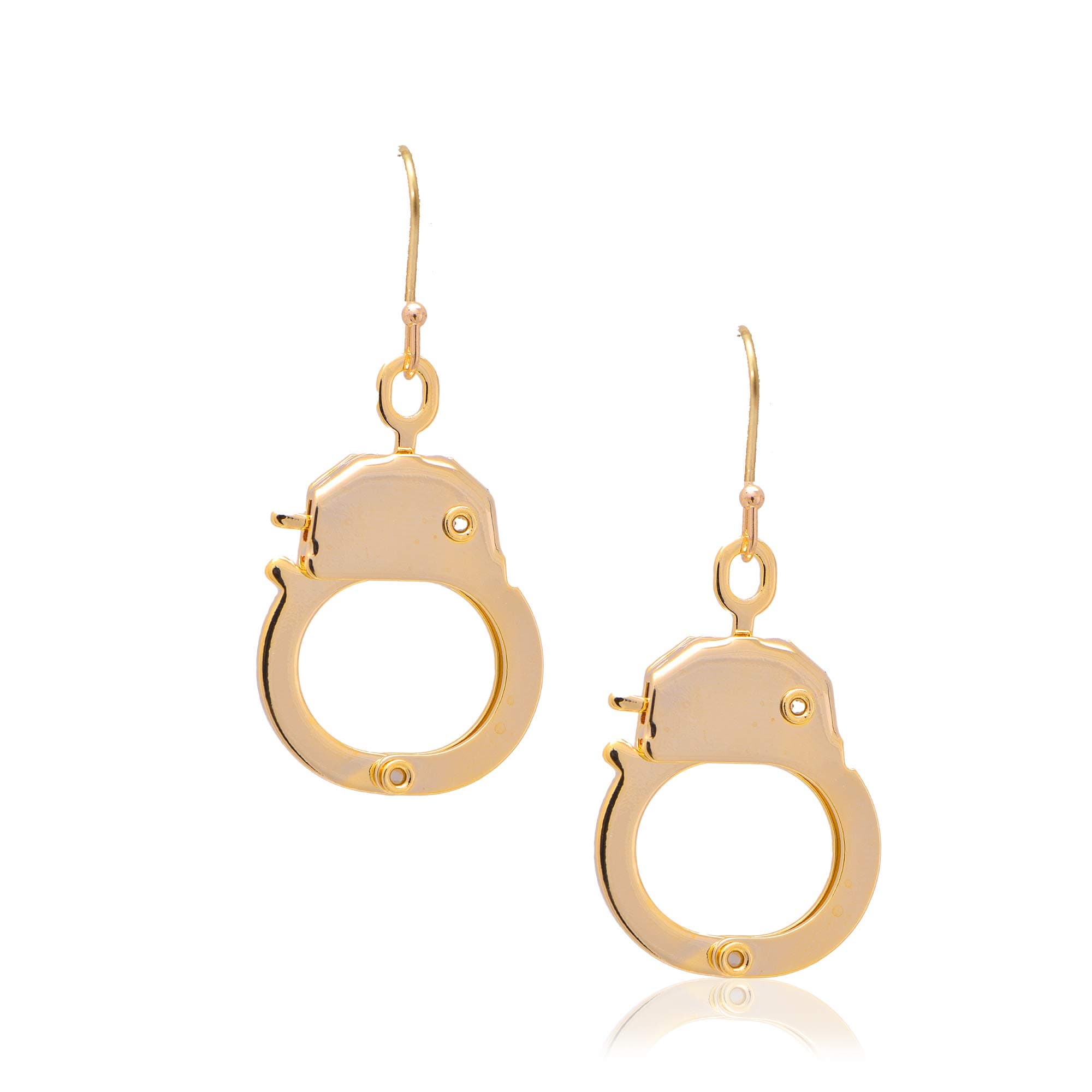 Gold Plated Functional Handcuff Earrings