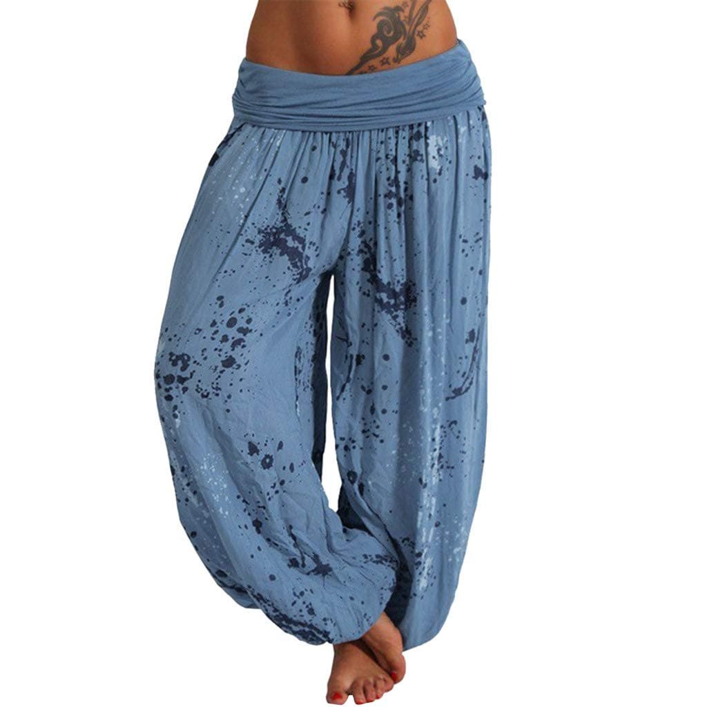 Yoga Pants TUDUZ Women Casual Baggy Thailand Indonesian Floral Print Wide Leg Pants Boho Aladdin Loose Pocket Button Sport Harem Pants