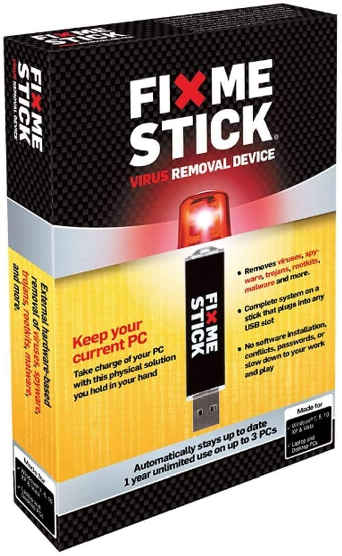 FixMeStick Virus Removal, for 3 Devices, 1-Year Subscription, USB Flash Drive
