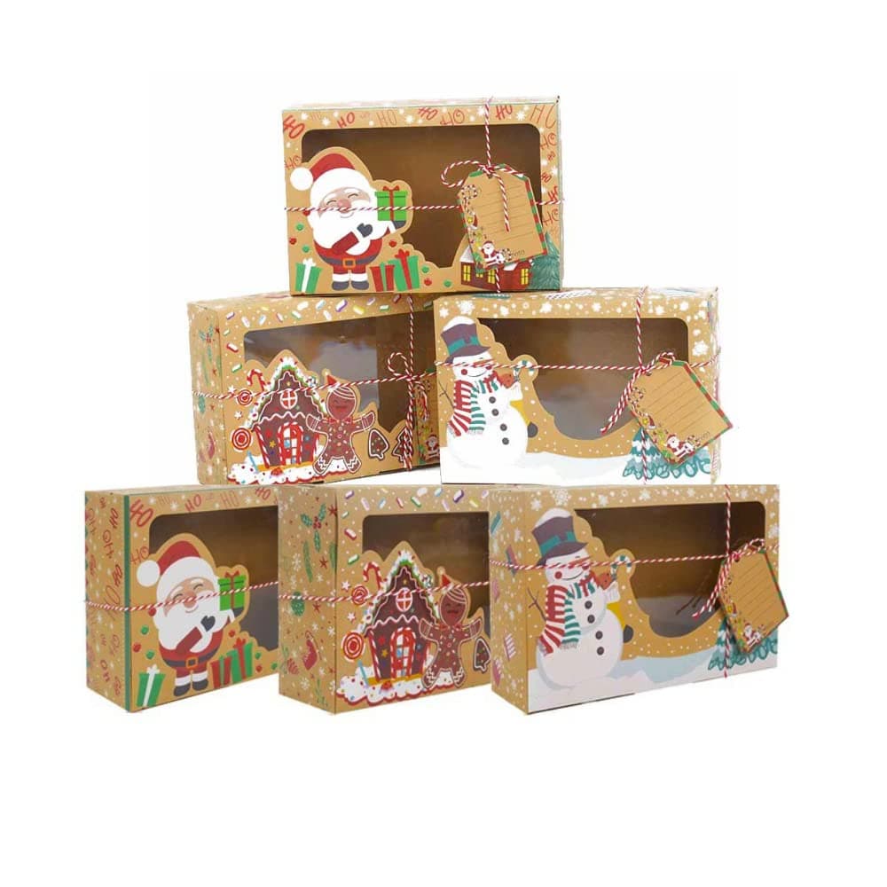 Christmas Boxes 6pcs,Xmas&Christmas Eve Box,Christmas Cookie Boxes,Christmas Cake Boxes,Cupcake Boxes for Christmas,Christmas Gift Boxes