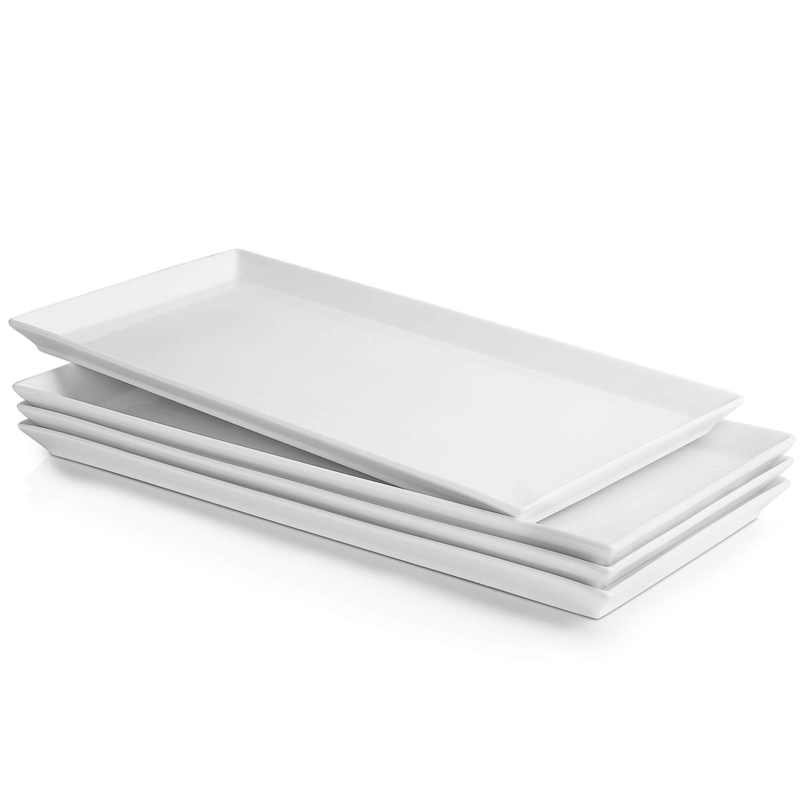 - Sweese White Serving Platters, Porcelain Serving Trays for Parties, Large Rectangular Plates - 15.5 Inch, Set of 4