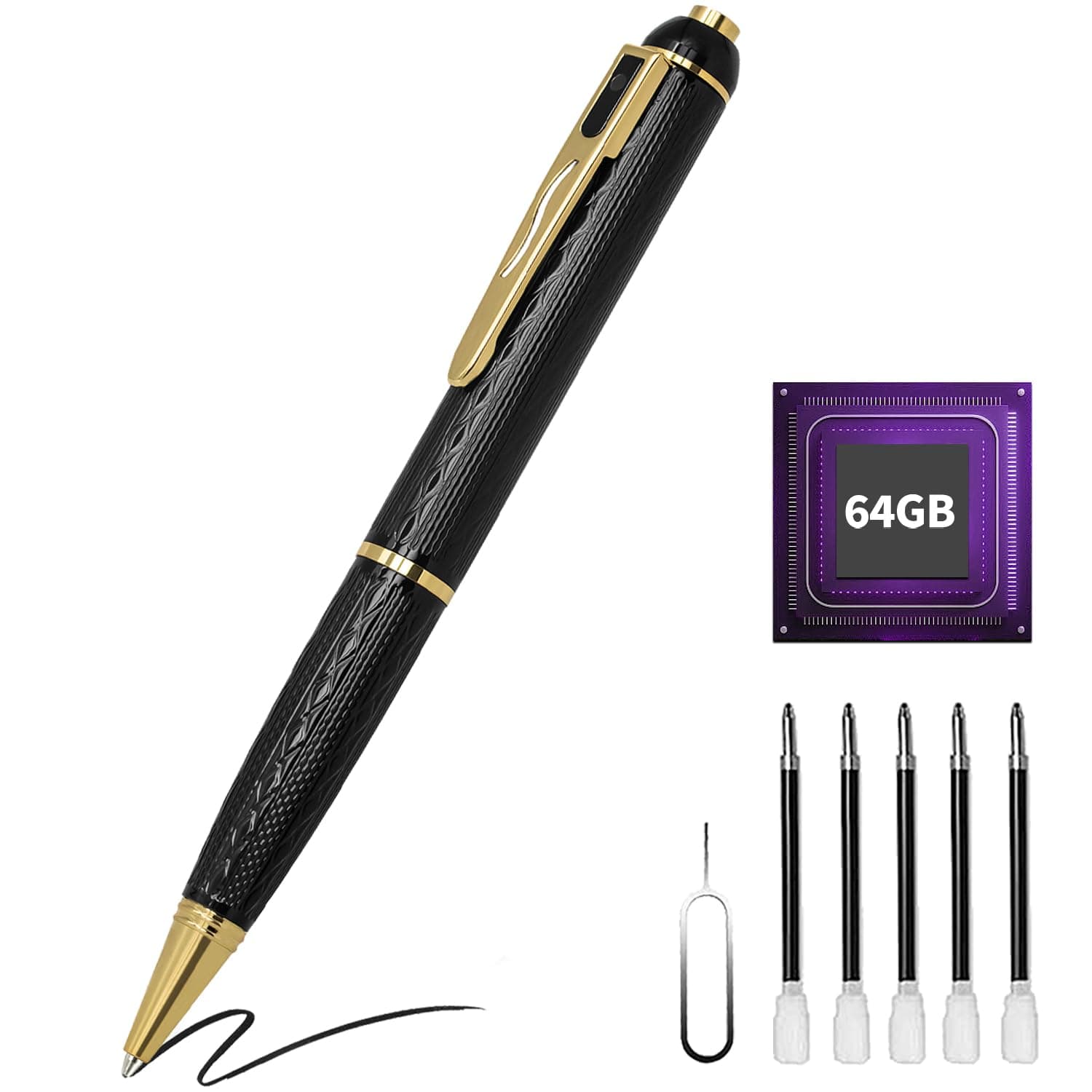 QETATIY 1080P Nanny Camera Pen, Body Camera with 64GB, Cam for Home Indoor Security - Long Battery Life