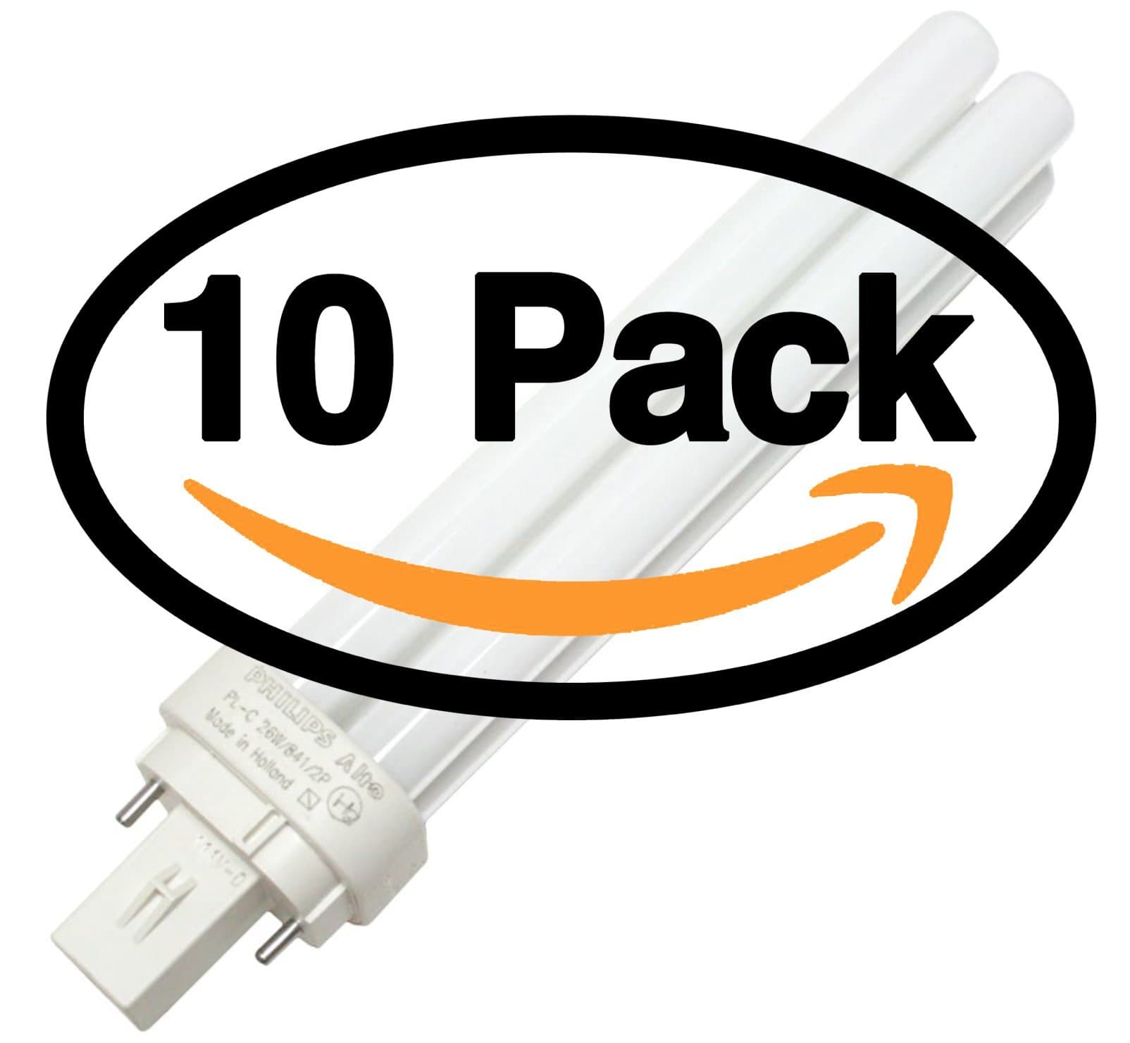 (10 Pack) Philips 383240 PL-C 26W/841/2P/ALTO 26 Watt 2 Pin Double Tube CFL Compact Fluorescent Light Bulb G24d-3 Base 26W 4000K Alt to PL-C 26W/841 F26DBXT4/SPX41 CF26DD/841 CFQ26W/G24d/841