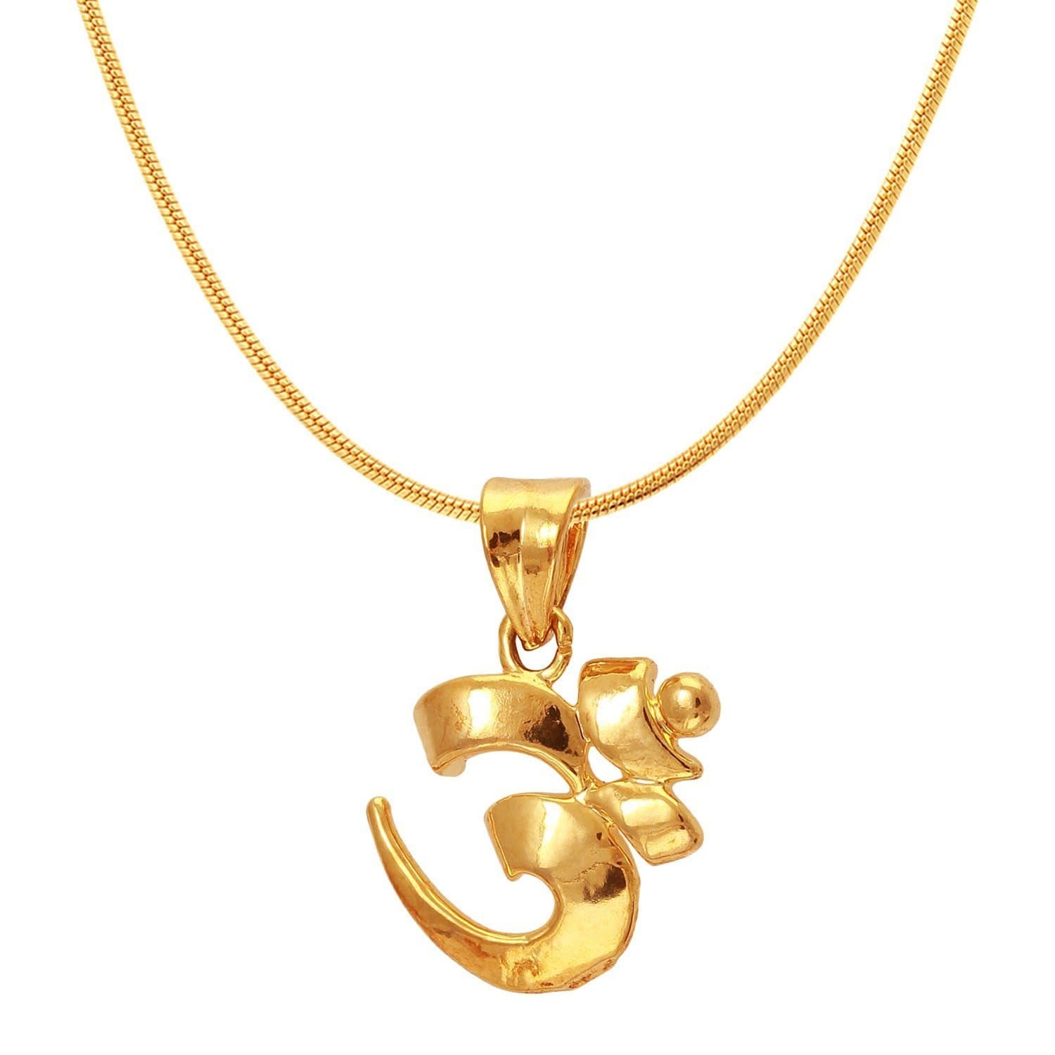 Mahi Women's Exa Collection Om Gold Plated Religious God Pendant with Chain