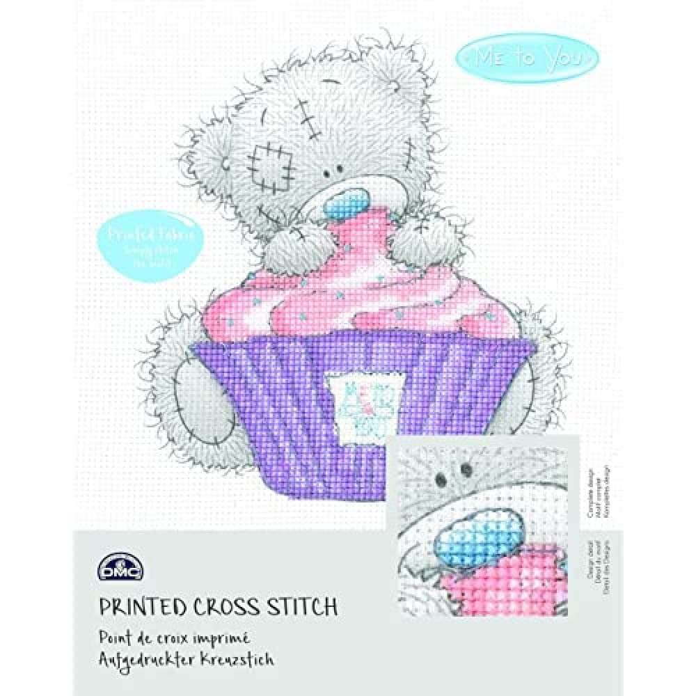 DMC "Cupcake Me To You Tatty Teddy Printed Cross Stitch Kit, Multi-Colour