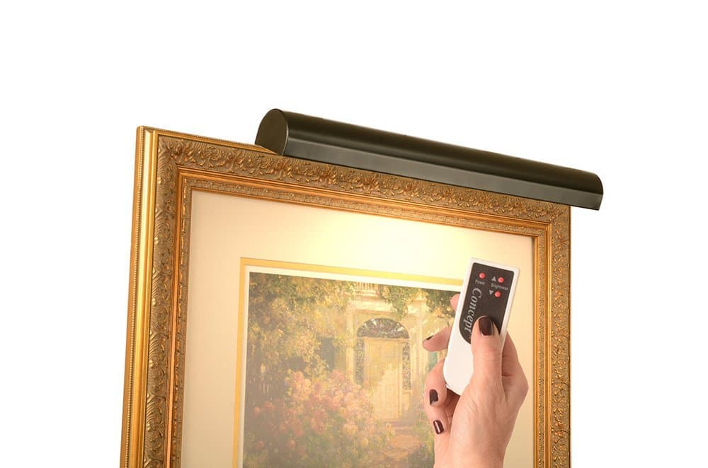 Concepdesigns Picture Light, Battery Operated Picture Light, Dimmable Wireless Picture Lights for Wall, Art Light, Library Light Battery Operated with Remote Control - 18 inches, Matte Black