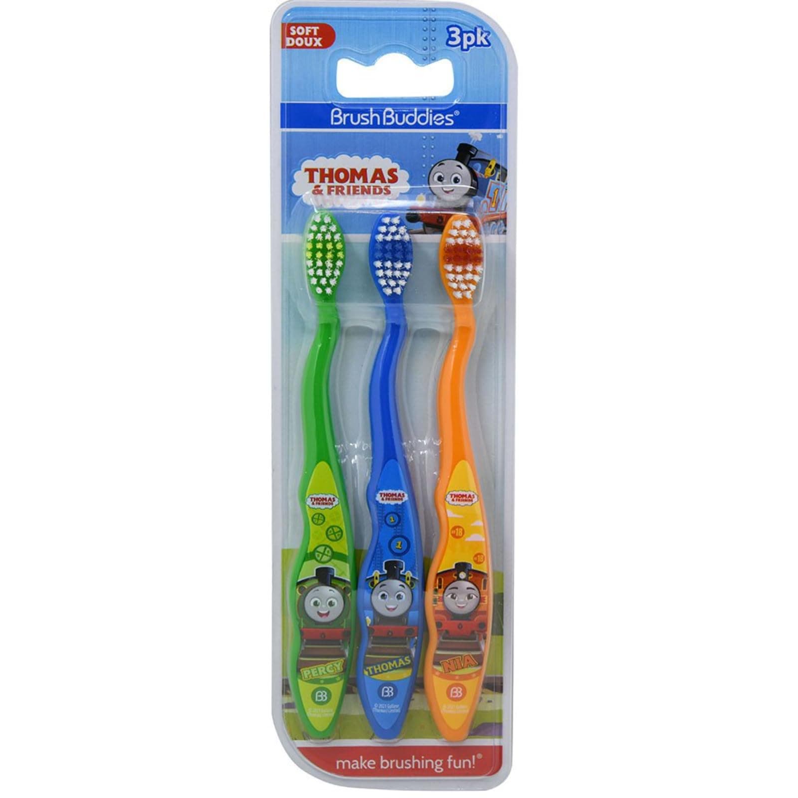 Thomas & Friends Toothbrush for Kids, Toddler Toothbrushes, Children's Toothbrushes, Soft Bristle Toothbrushes for Kids, 3PK
