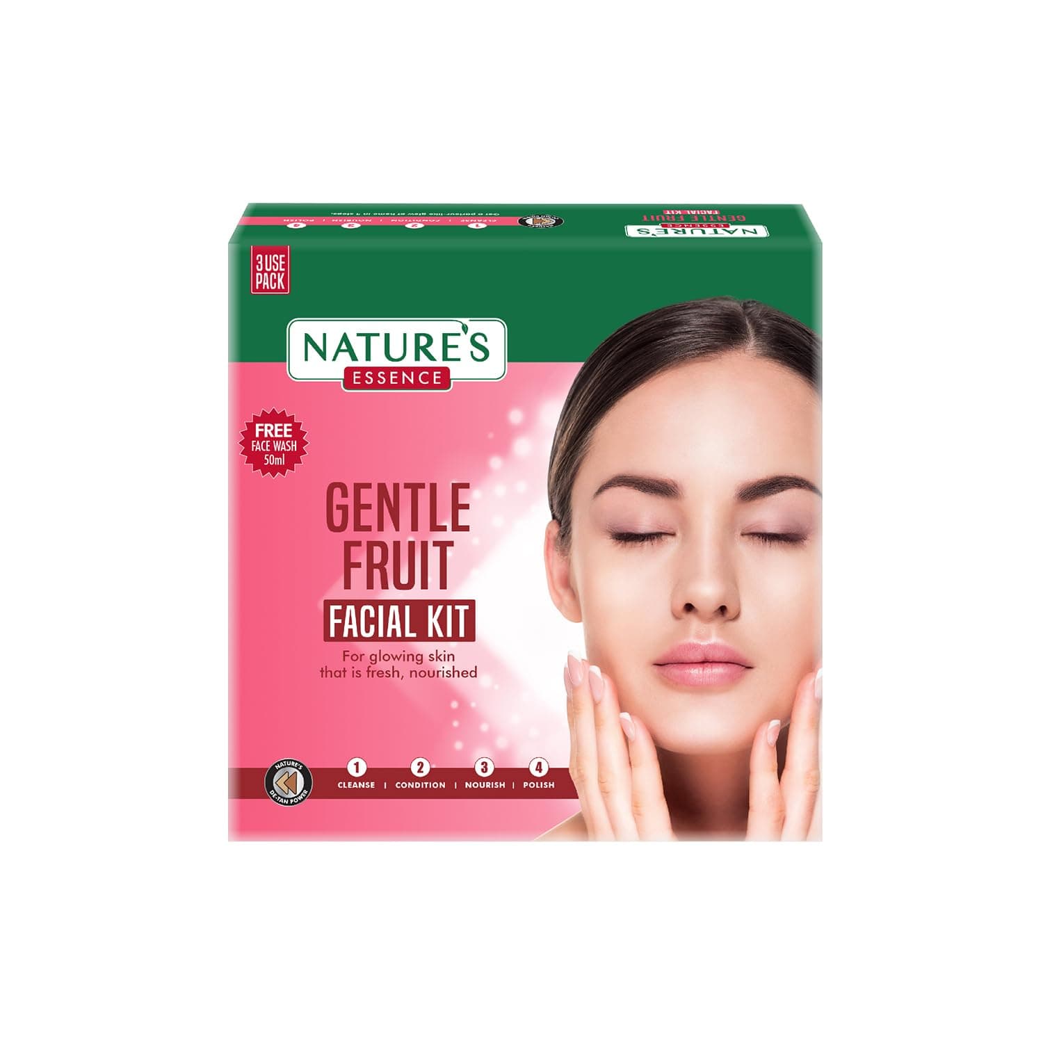 Nature’s Essence Gentle Fruit Facial Kit | For Nourished, Radiant & Dewy Fresh Skin| Goodness of fruit extracts & Vitamin E | 100% Dermatologically Tested | Suitable for All Skin Types | 60gm + 50ml